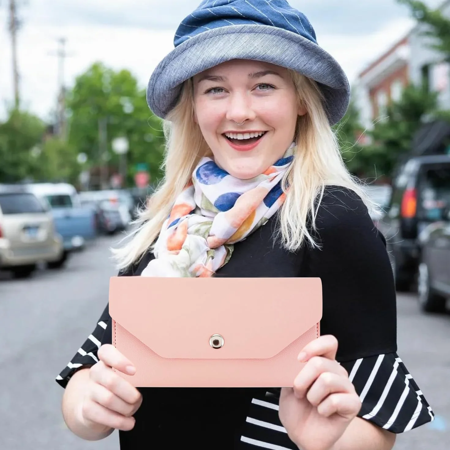 Borsa per Buste per Contanti in Pelle PU, Portafoglio Riutilizzabile, Divisore per Buste, Rosa