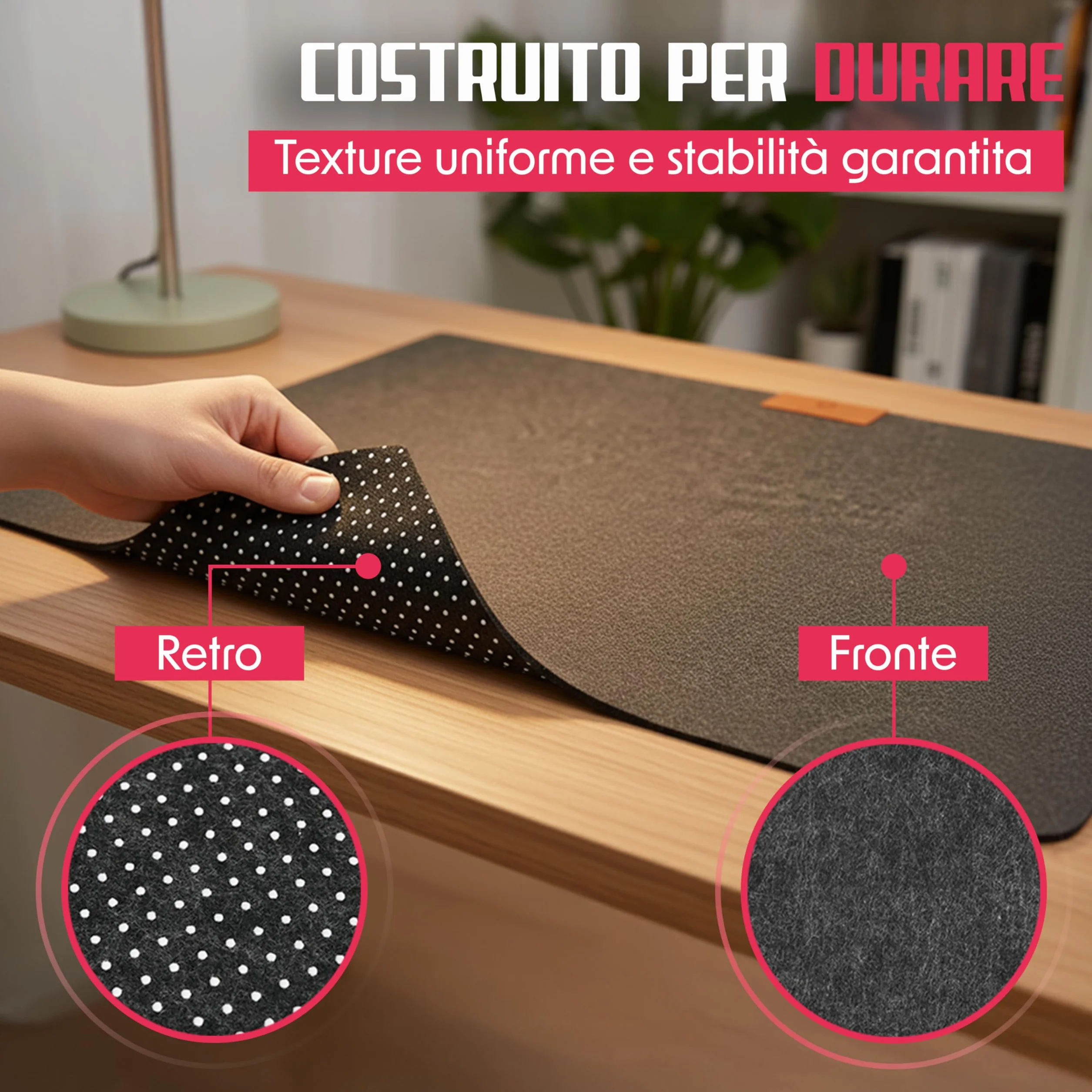 Tappetino Scrivania Extra Large in Feltro 90x40, Mouse Pad Gaming Antiscivolo per Tastiera e Mouse