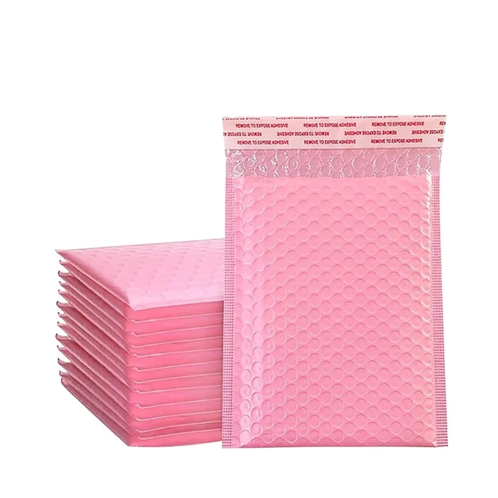 Buste imbottite con chiusura automatica, Confezione da 50 buste postali imbottite multicolori(50pcs-pink,18 * 23cm)