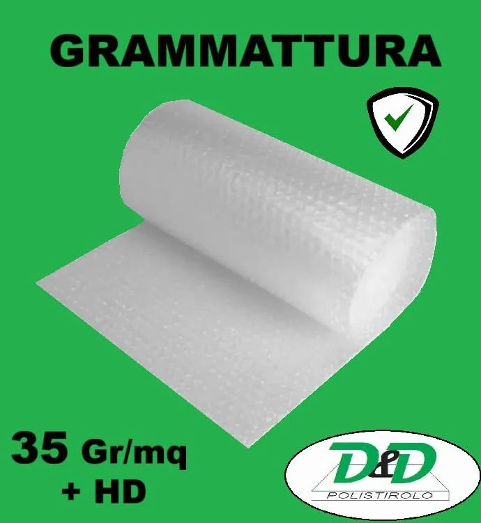 D. & D. Polistirolo - Pluriball H 100 cm x 100 mt/l per Imballaggio e Spedizioni – Made in Italy – Bolle Aria per Protezione, Imbottitura, Confezionamento di Oggetti nel Trasporto