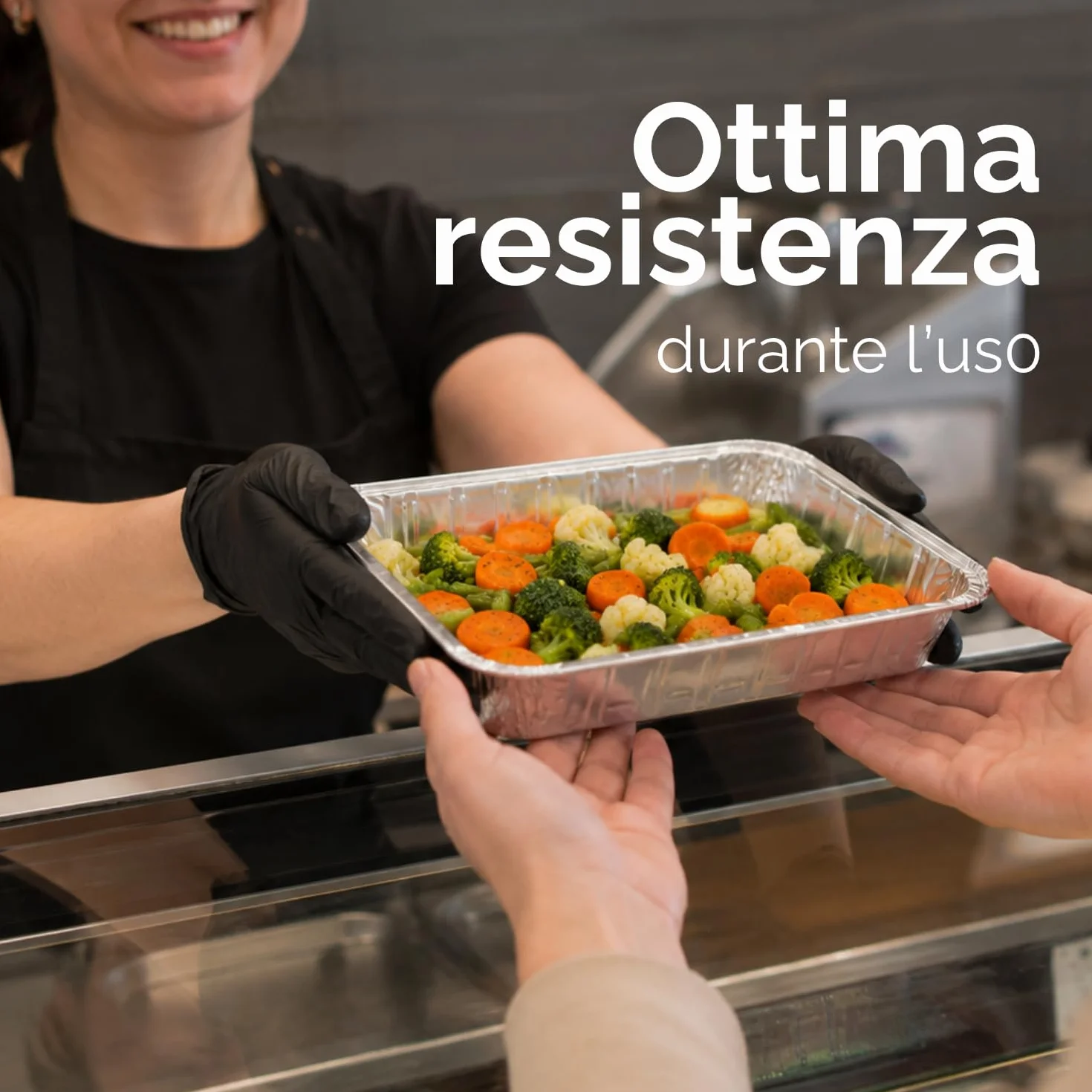 VIRSUS 100 Vaschette in Alluminio R11G Varie Dimensioni porzioni Rettangolari Argentate per Alimenti USA e Getta