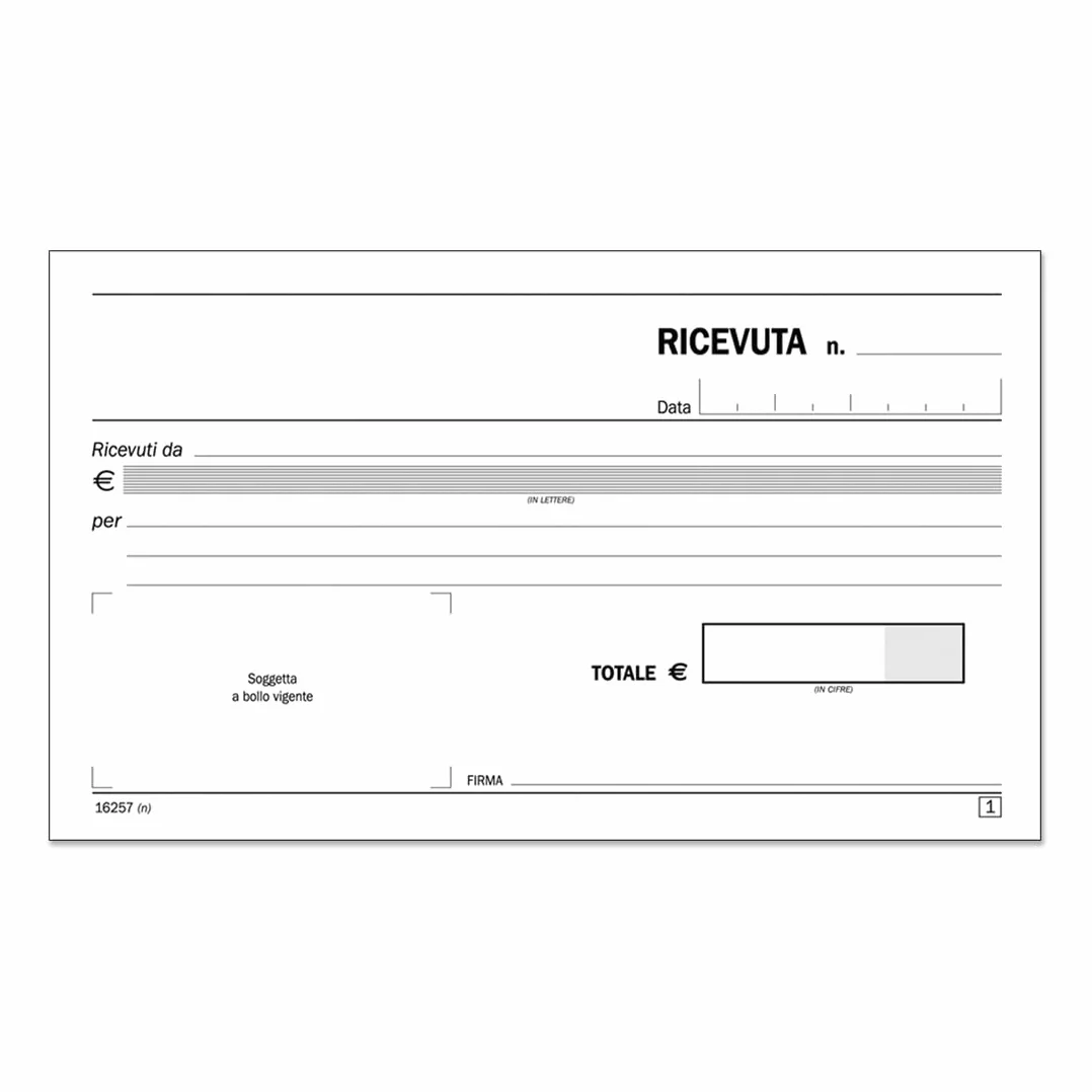 Scatola 40 Ricevute Generiche Denaro duplice copia