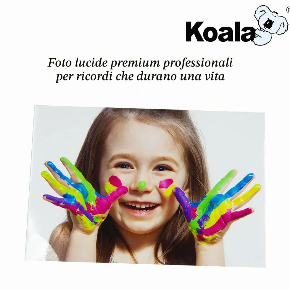 KOALA Carta fotografica lucida A4 200g/m² 100 fogli per stampante a getto d'inchiostro Canon HP Epson