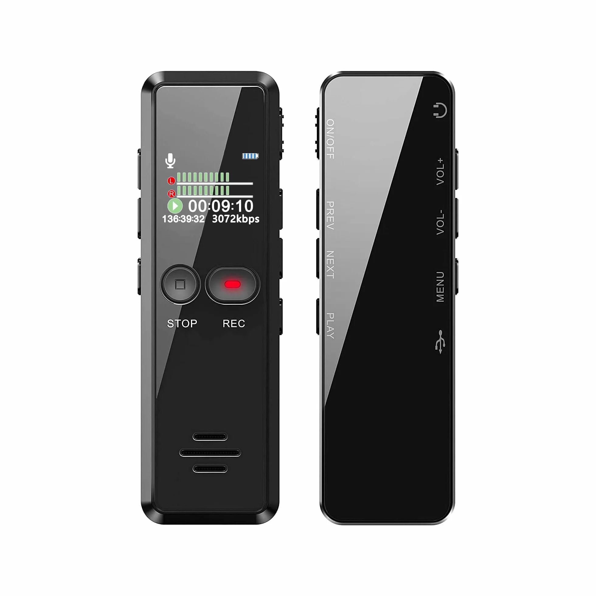 8GB Registratore Vocale Portatile, Registratore Audio Digitale Professionale 1536 Kbps Registratore Vocale HD con MP3 Ricarica USB per Riunioni Interviste Discorso