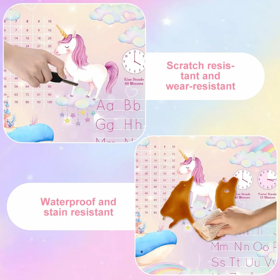 Sottomano in Pelle per Bambini Ragazze Unicorno, Pad per Ufficio Rosa, 60x40 cm