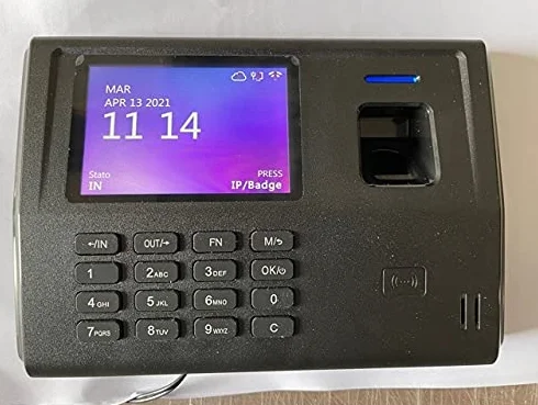 RILEVATORE PRESENZE MARCATEMPO CON 25 TESSERE, L'UNICO CON CORSO ISTRUZIONE SOFTWARE IN TELEASSISTENZA PER 4 MESI, WEBSERVER, IMPRONTA DIGITALE+RFID+SOFTWARE IN ITALIANO. VENDUTO DA DITTA ITALIANA