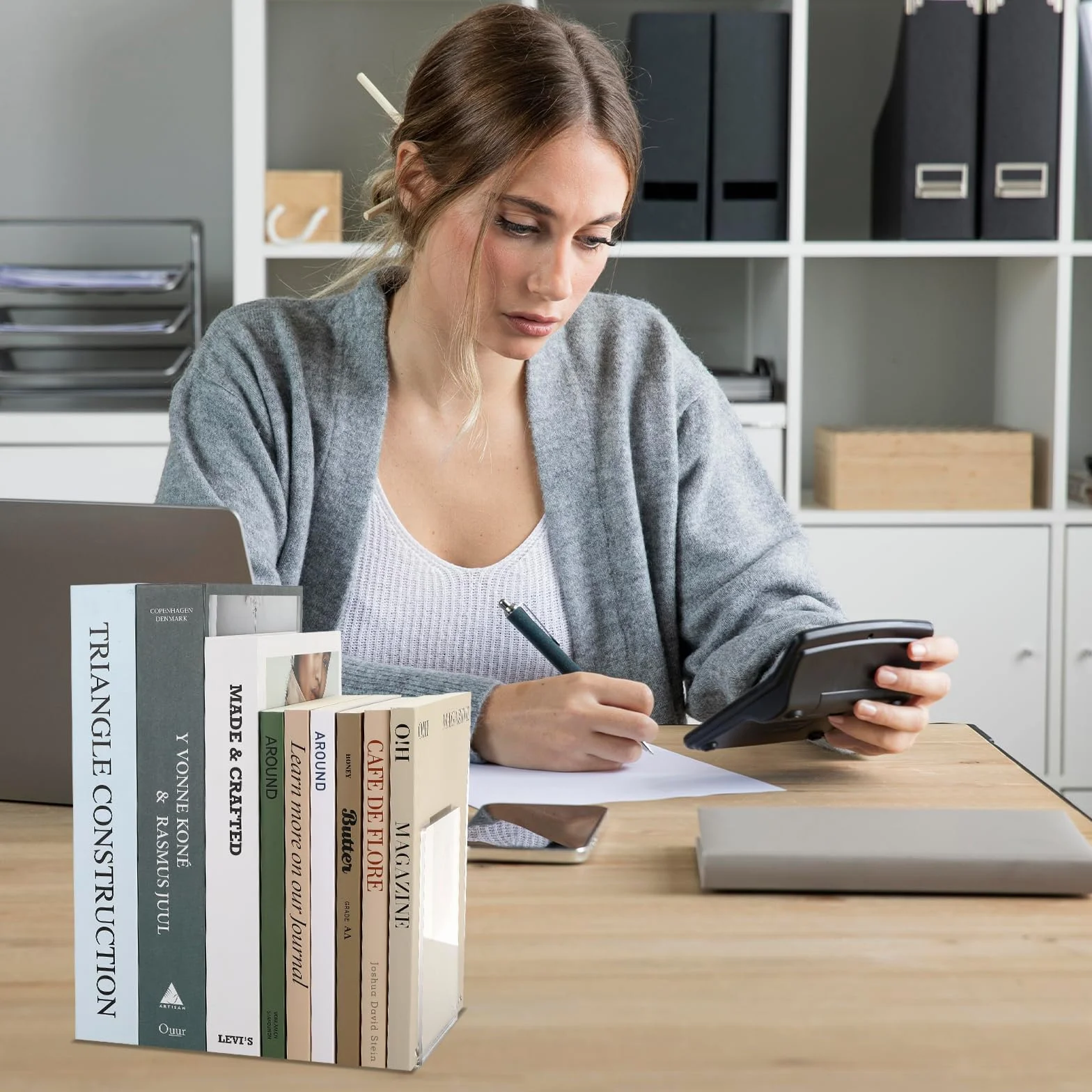 Supporto per libri in acrilico trasparente 6 pezzi con tappetini antiscivolo 13x10x10 cm