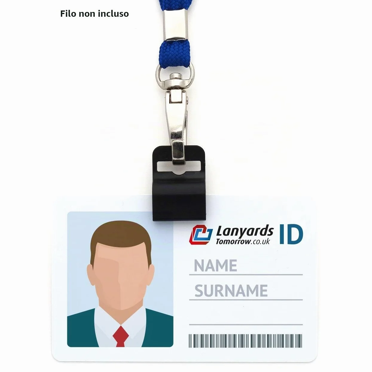 LanyardsTomorrow - Confezione da 100 pinze per badge identificativi, con impugnatura morbida, clip per cordini da collo, in plastica nera