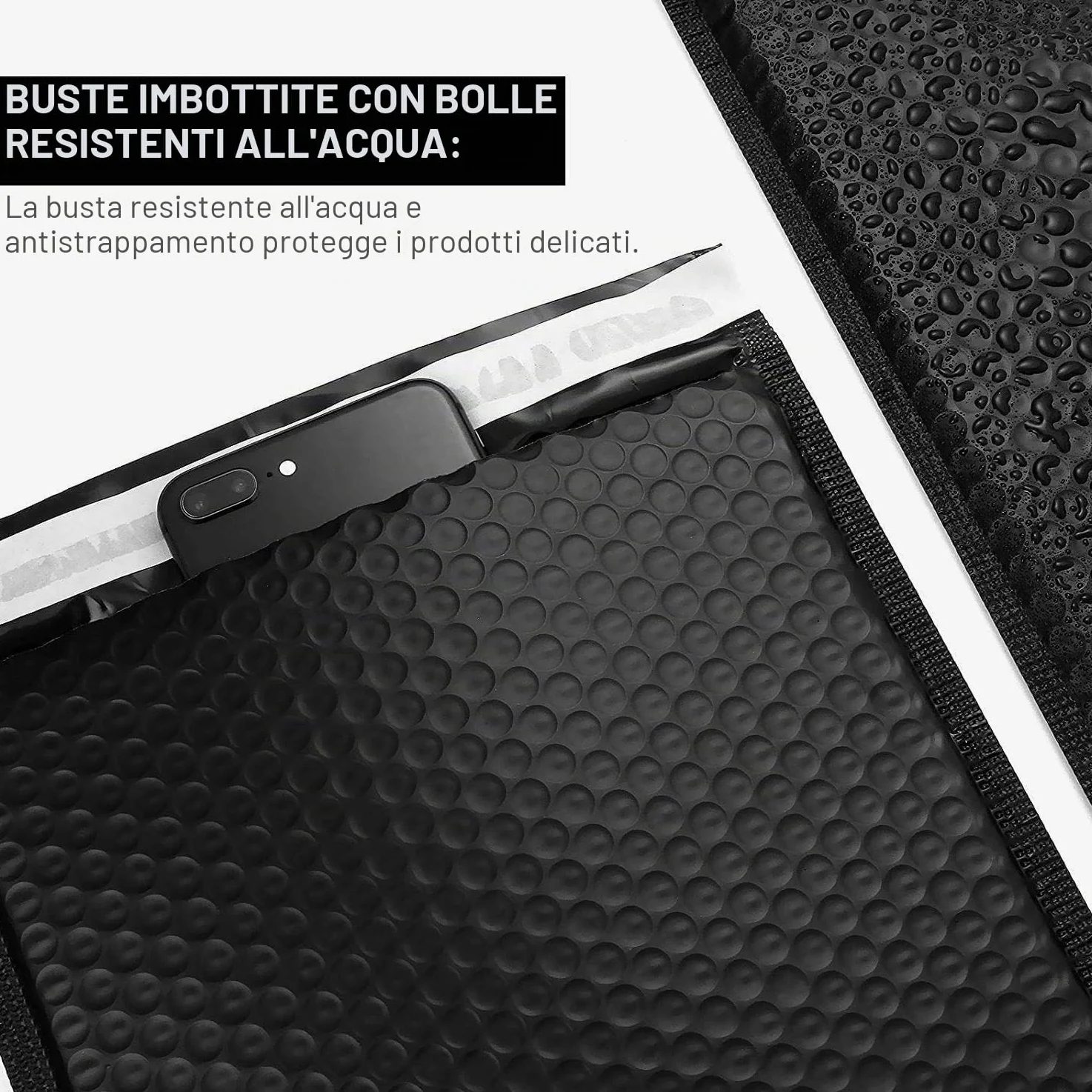 30 pezzi imbottiti autosigillanti, 25,4x33cm poli buste a bolle d'aria busta impermeabile Mailer Wrap, nero busta di schiuma per l'imballaggio