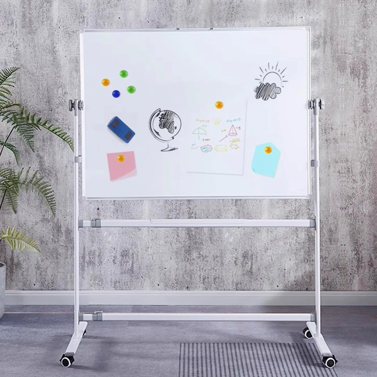 Lavagna Mobile per Personale Musicale 90x120 Cm, Lavagna Magnetica Cancellabile A Secco su Entrambi I Lati su Ruote, per Scuola, Musicisti E Casa