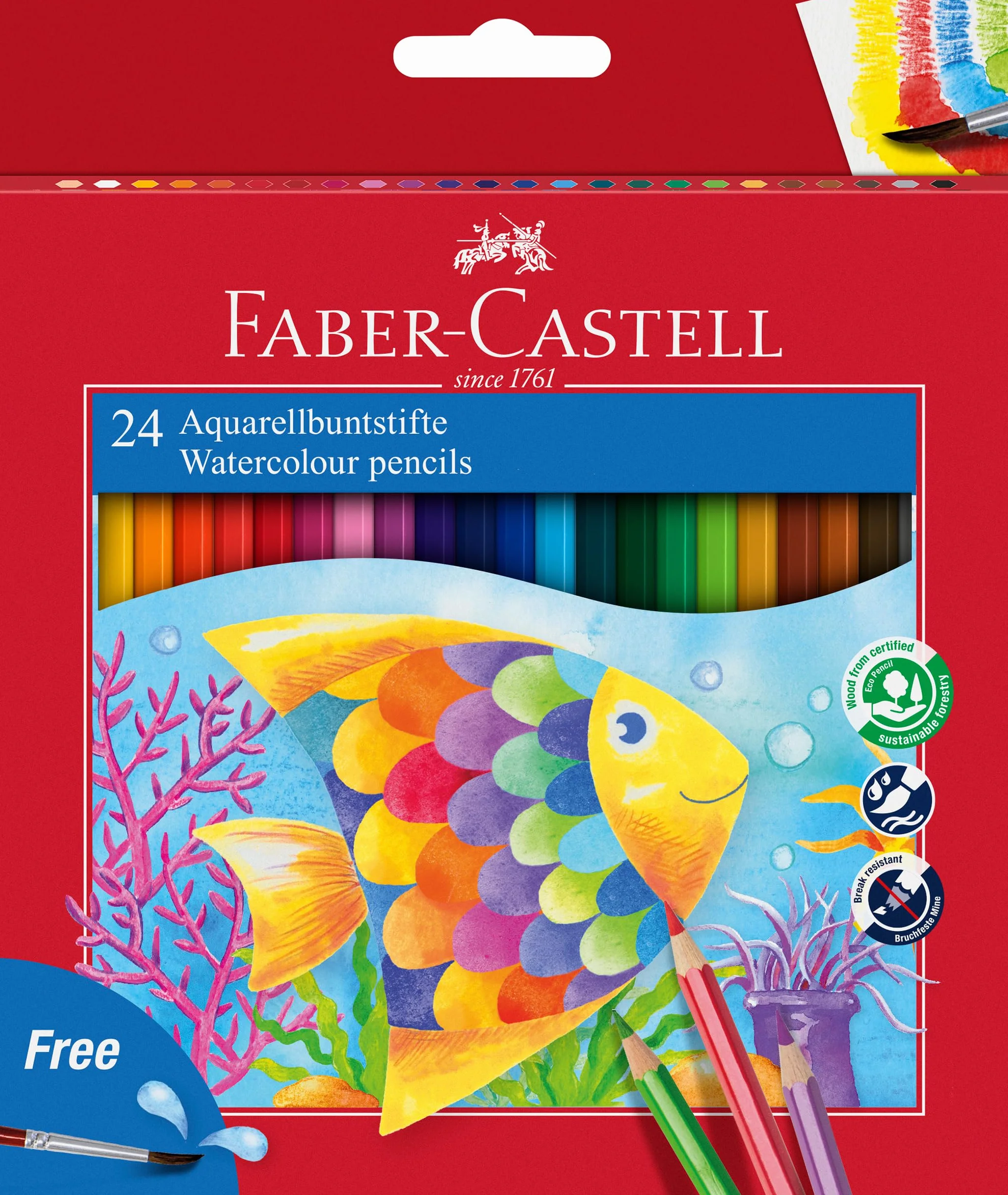 FABER-CASTELL Matite Acquerellabili 24 Pezzi con Pennello