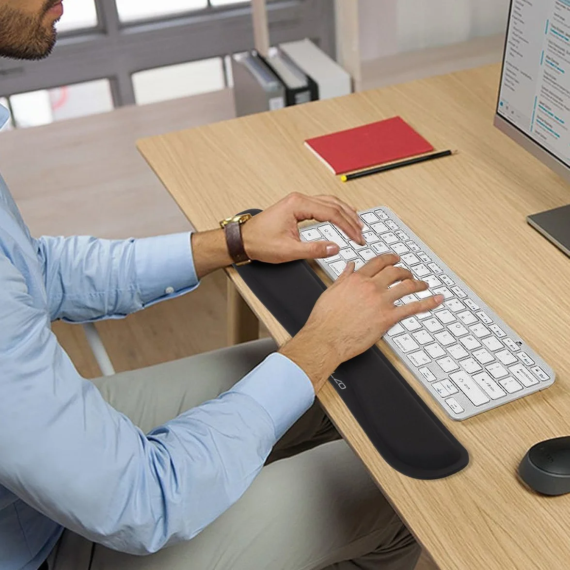 ELZO Poggiapolsi per Tastiera Memory Foam, Wrist Rest Cuscinetto Supporto Palmi Polsi per Computer Portatile, Nero