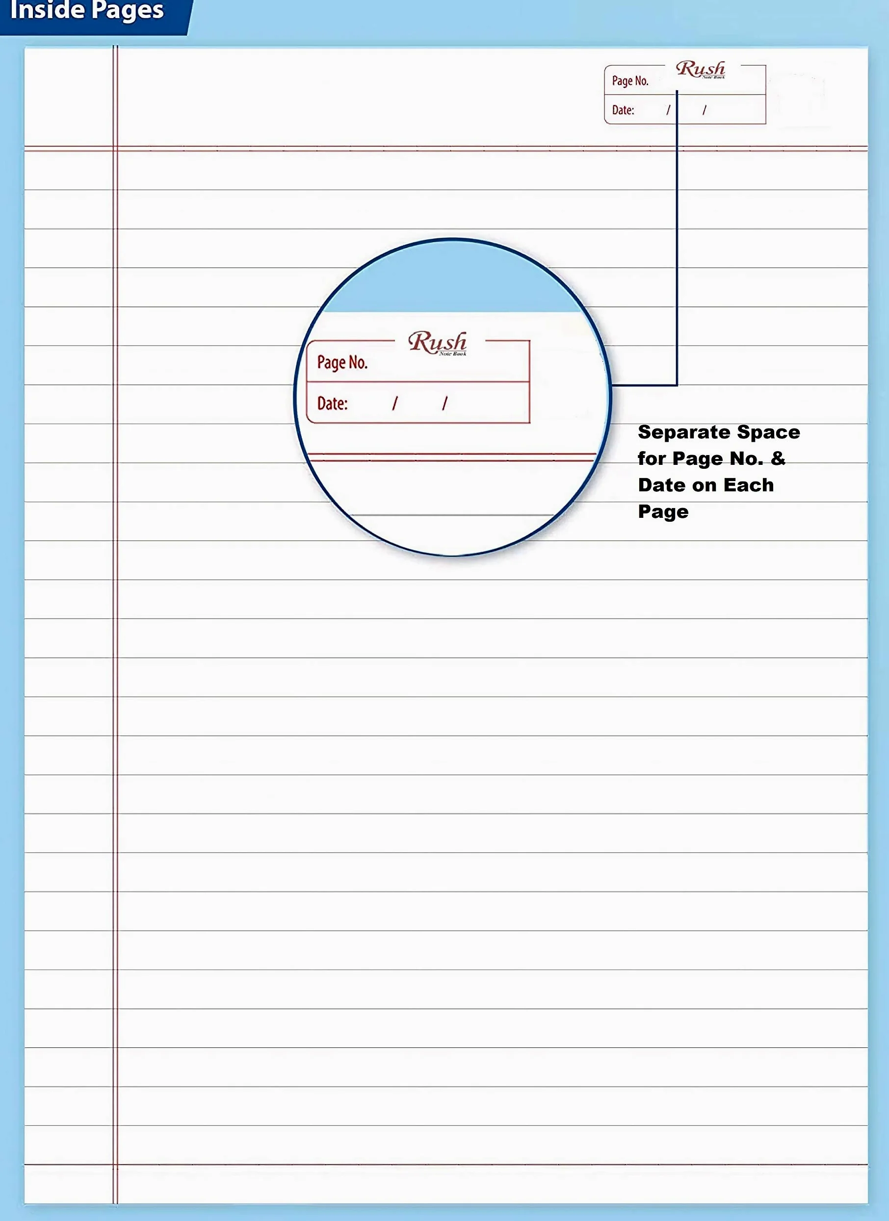 RUSH NOTE BOOKS Quaderni formato A4 - 180 pagine, 29 x 21 cm, copertina morbida, a righe (set da 6)