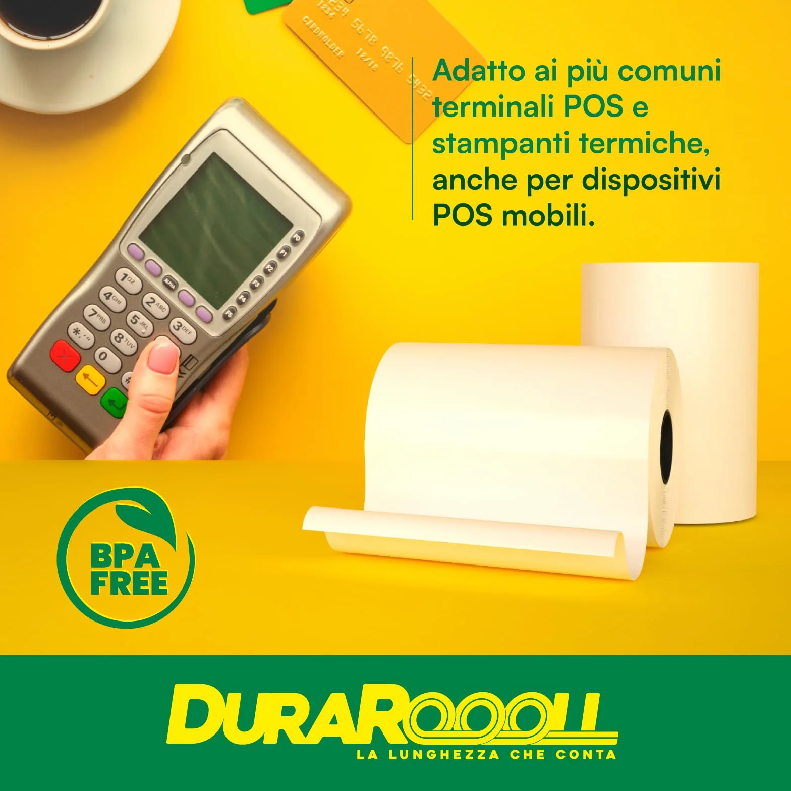 DuraRoooll 40 Rotoli Carta Termica POS 57x36mm 16m Compatibile Nexi SumUp Pax Axerve Ingenico Smart POS