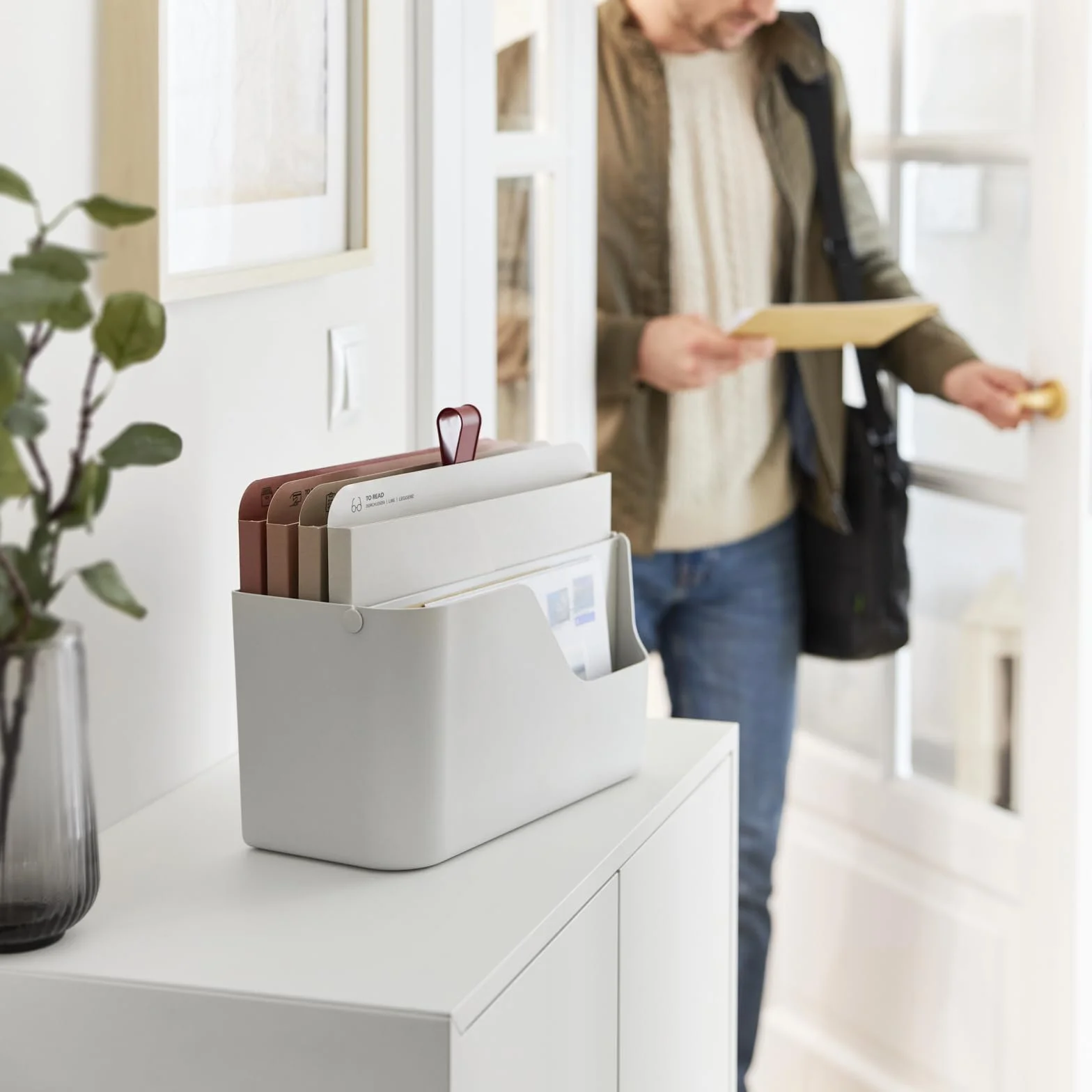 Rotho MyPaper Inbox document organiser MY PAPER Plus, plastica (PP) senza BPA, bianco/rosso, (36,4 x 16,8 x 31,7 cm)