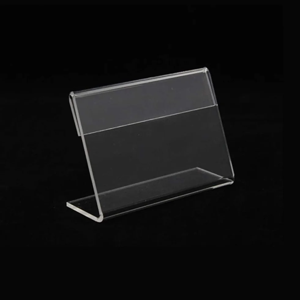 100 mini supporti espositivi in acrilico, 4 cm x 2 cm, per etichette di prezzi, biglietti da visita, cartelli ed etichette
