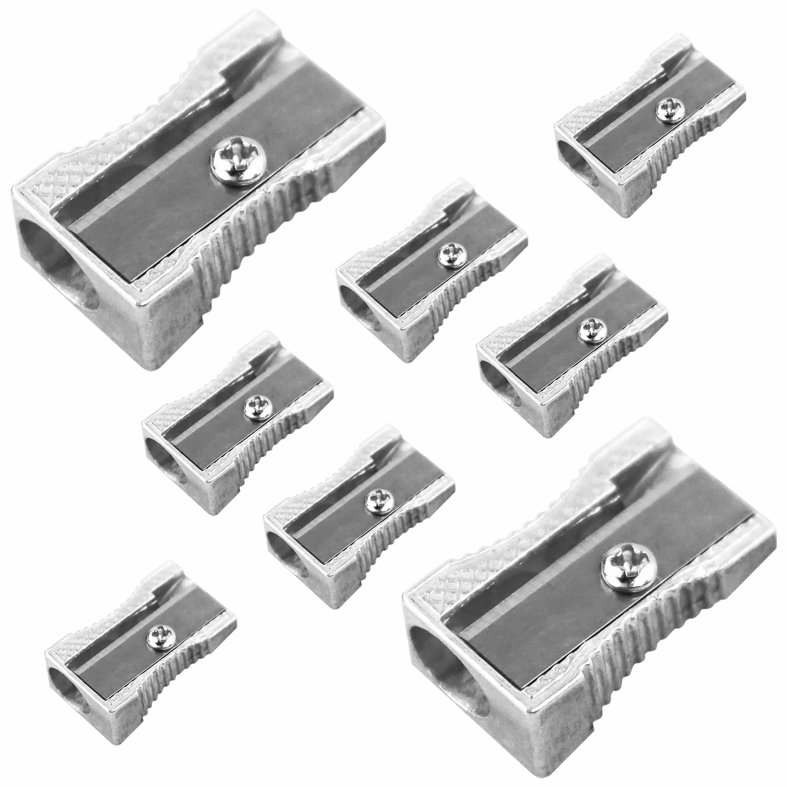 Temperamatite in metallo lega alluminio mini portatile foro singolo 8 pezzi