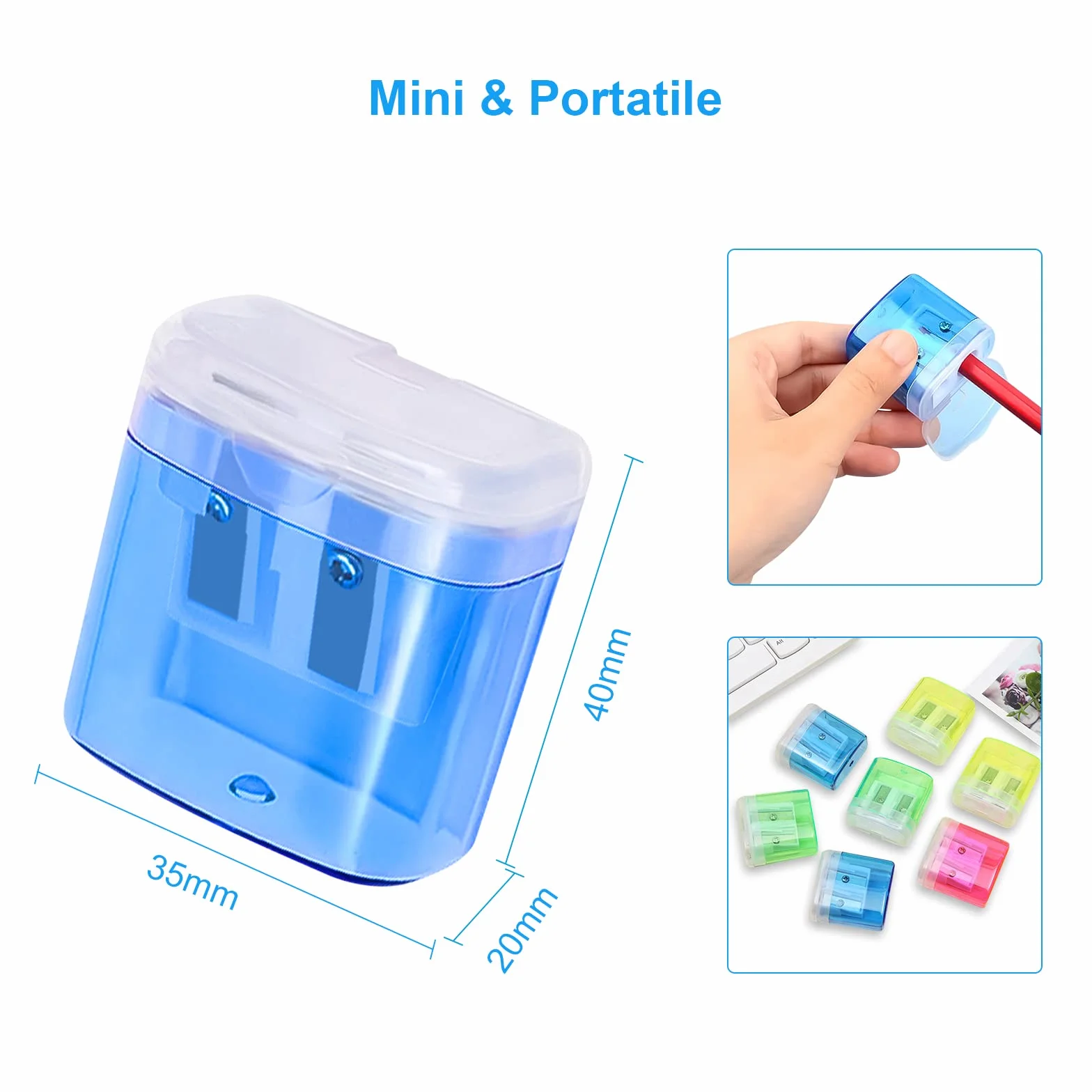 Temperino con Serbatoio 4pcs Doppi Fori Temperamatite per Matite