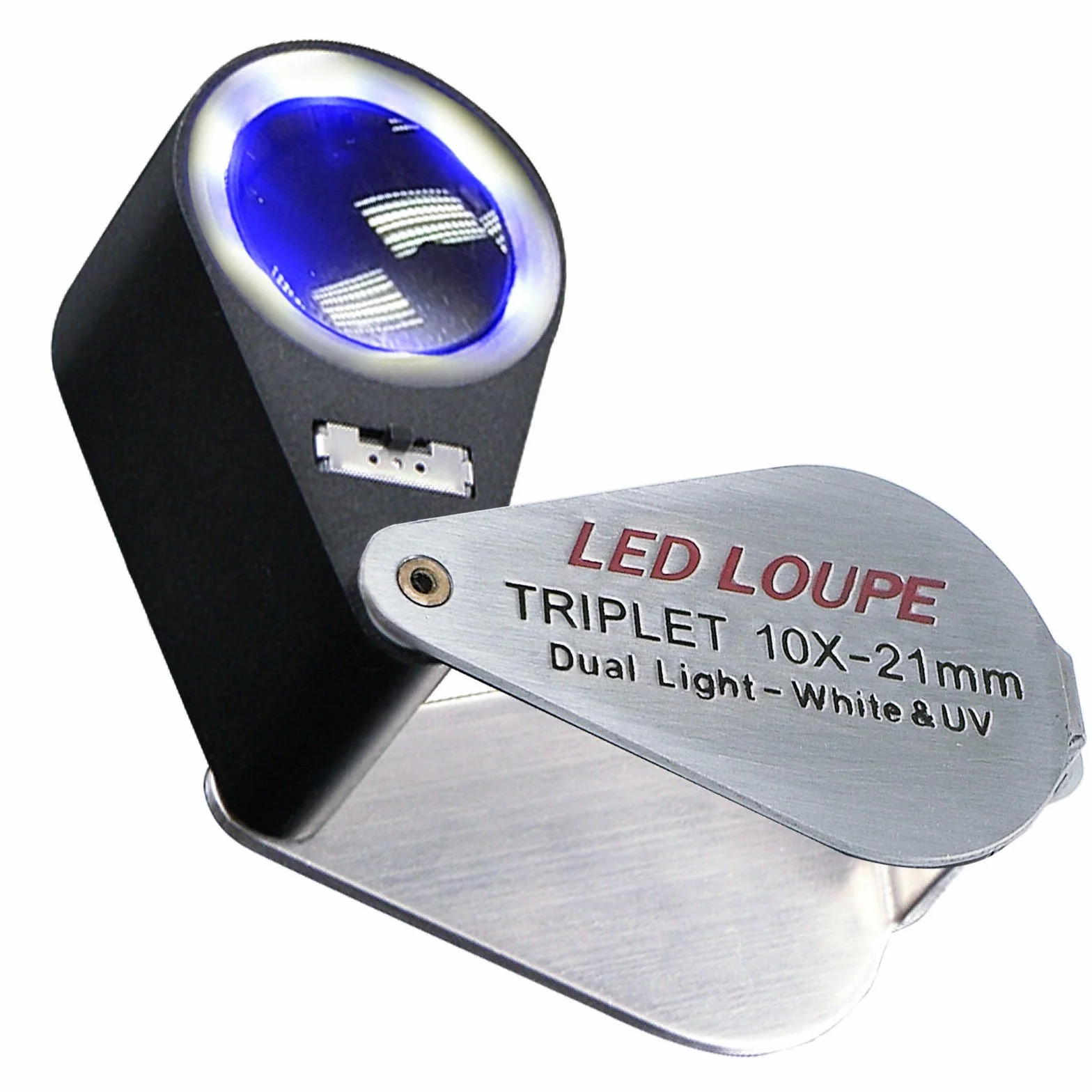 Lente D'Ingrandimento Hastings Triplet 10x con Luce LED Bianco e UV per Gioiellieri, Monete, Gemme