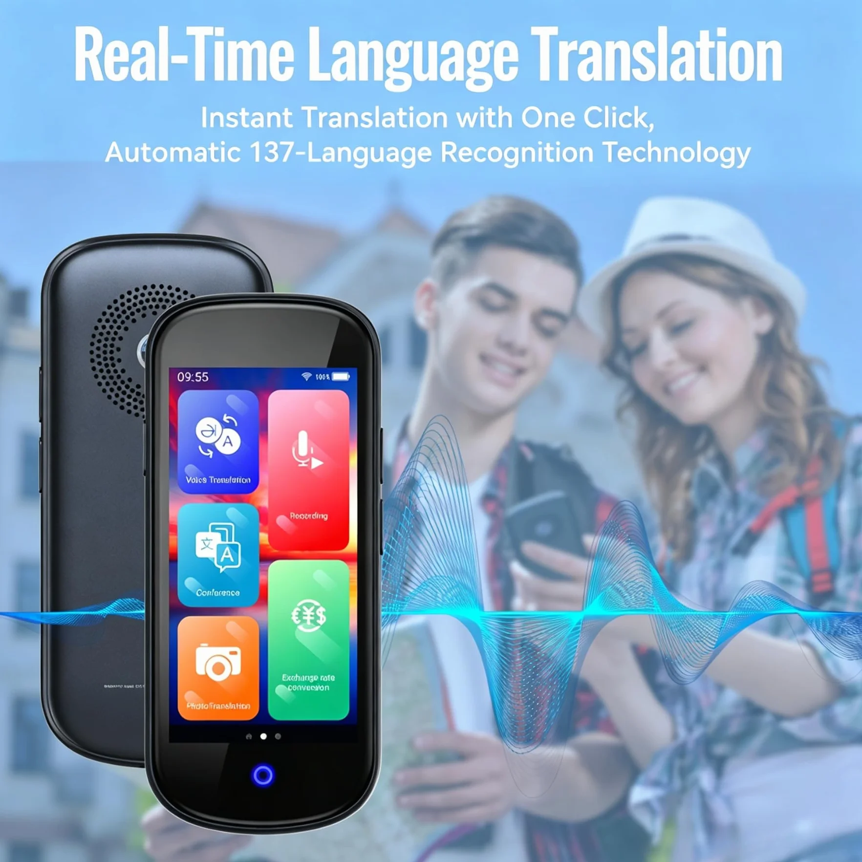 Traduttore Vocale SKARA con Traduzione Online e Offline, Traduttore in Tempo Reale con Uscita Vocale, 137+ Lingue Online, 16 Lingue Offline, Traduzione Foto OCR, WiFi, per Viaggi