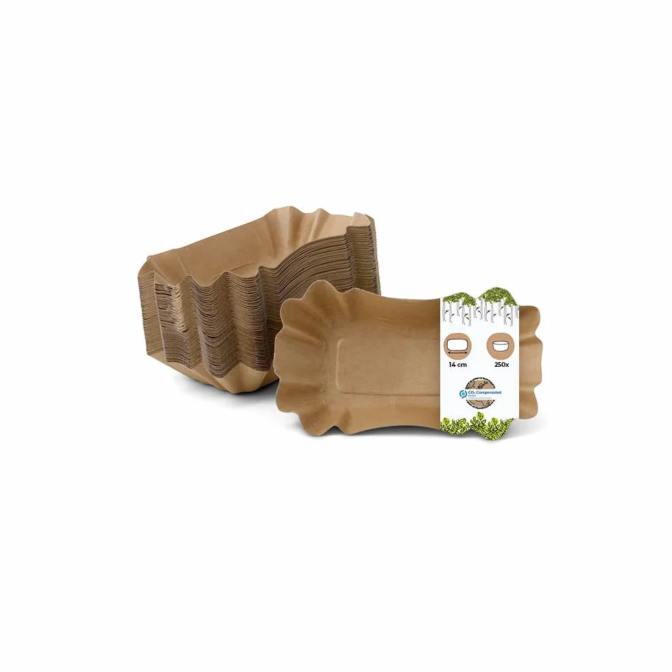 GREENBOX Ciotole di cartone rettangolari 14 x 9 x 3 cm cartone riciclato 250 pezzi