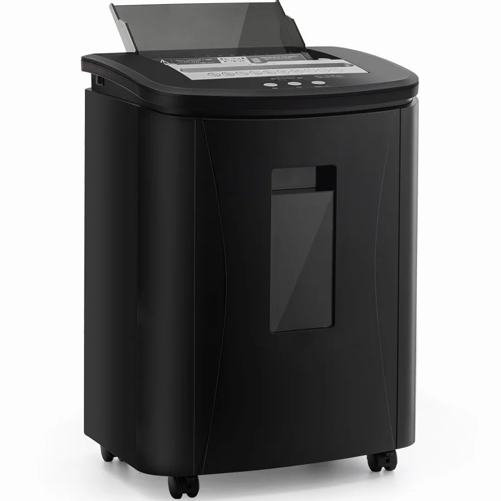Distruggidocumenti Automatico: Distruggi 150 Fogli Trituratore di Carta ad Alta Sicurezza a Taglio Micro P-4, Funzionamento Continuo di 40 Minuti con Cestino Estraibile da 25L