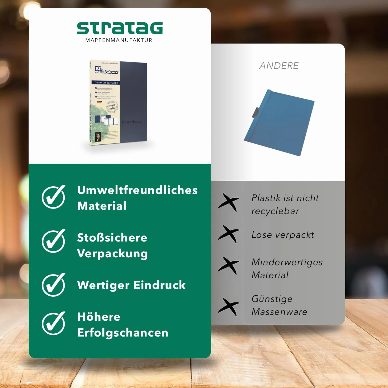 BL-exclusivdruck® Optima-Plus - Cartelline portadocumenti in 3 parti, colore blu navy, qualità premium con elegante rilievo in rilievo "Bewerbung", design del prodotto di Mario Lemani (confezione da