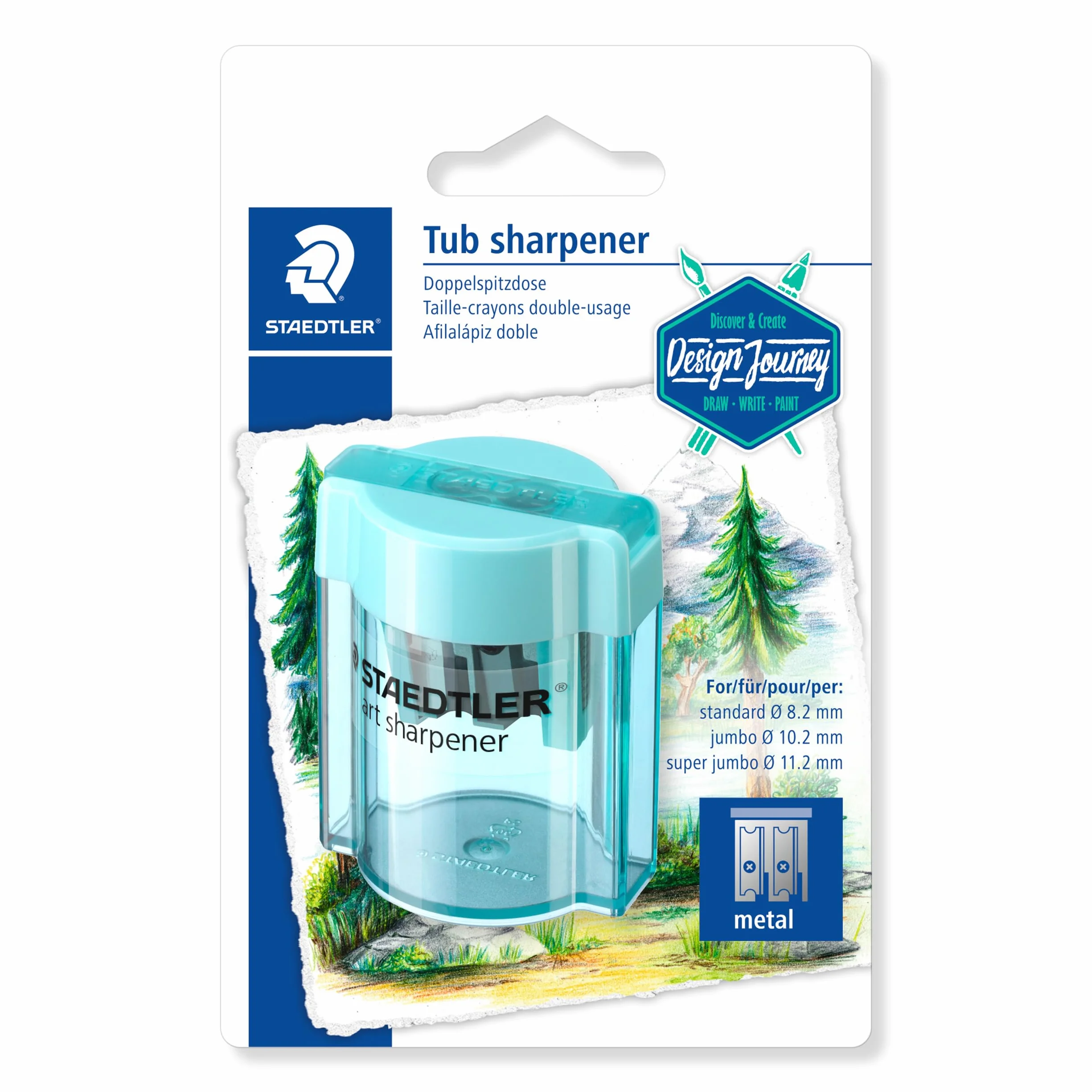 STAEDTLER 513 Design Journey Temperamatite metallo 2 USI con serbatoio trasparente