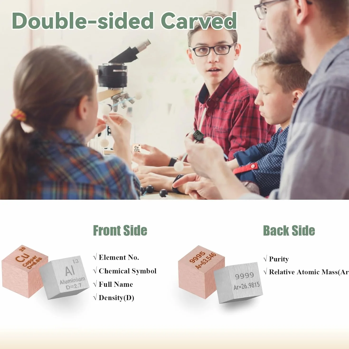 20pcs Set Cubo Elemento 0.39 "Densità Metal Cube Set 10mm Fino a 99.99% Purezza, Tungsten Cube, Bismuth e 18 Più per gli studenti Teacher Science Lover Collection & DIY (20)