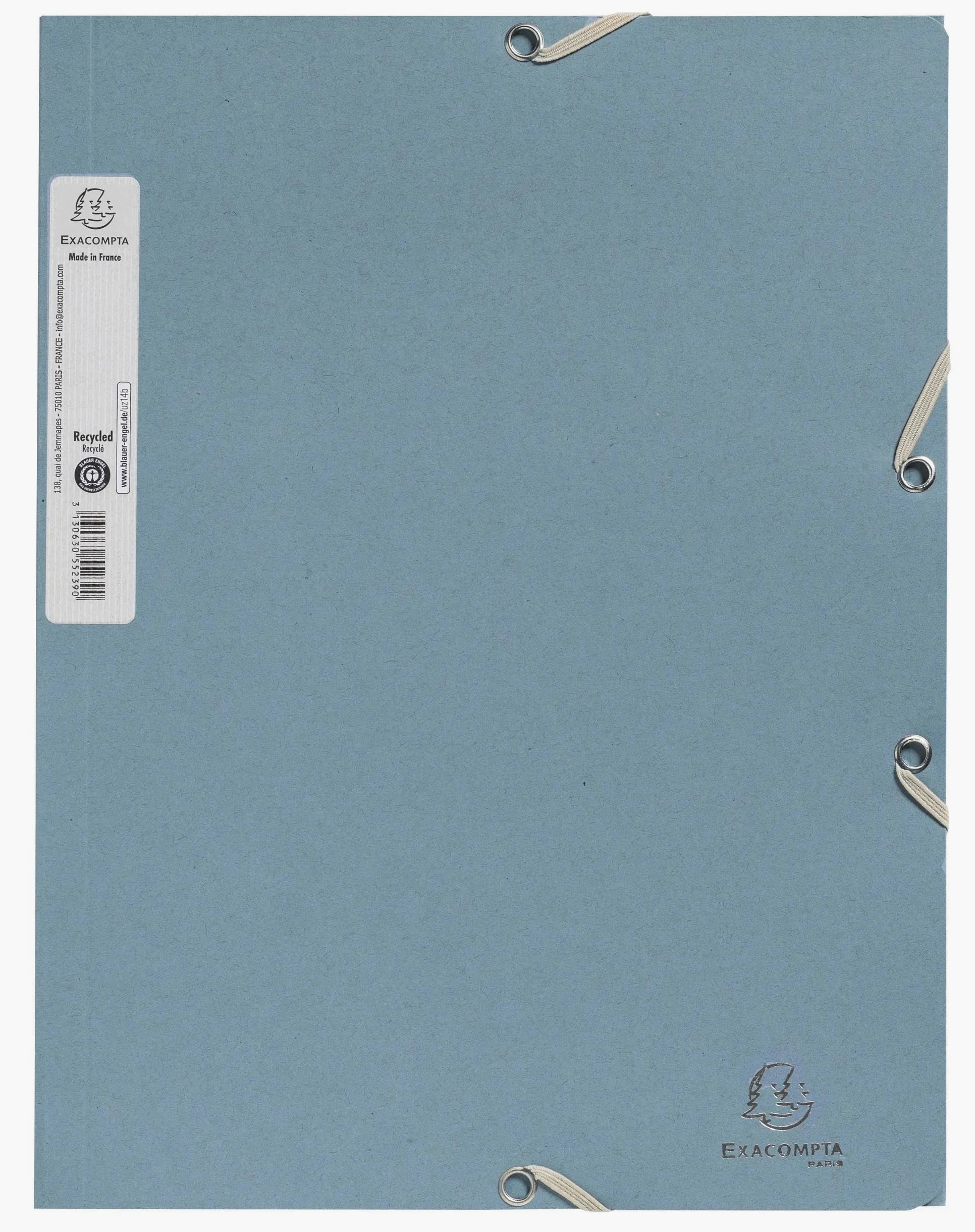 Exacompta - Rif. Autentik 55232E - Cartone da 25 cartelline con elastici - buste a 3 alette - in carta riciclata 400 g/m2 - dimensioni 24 x 32 cm per documenti in formato A4 - blu grigio