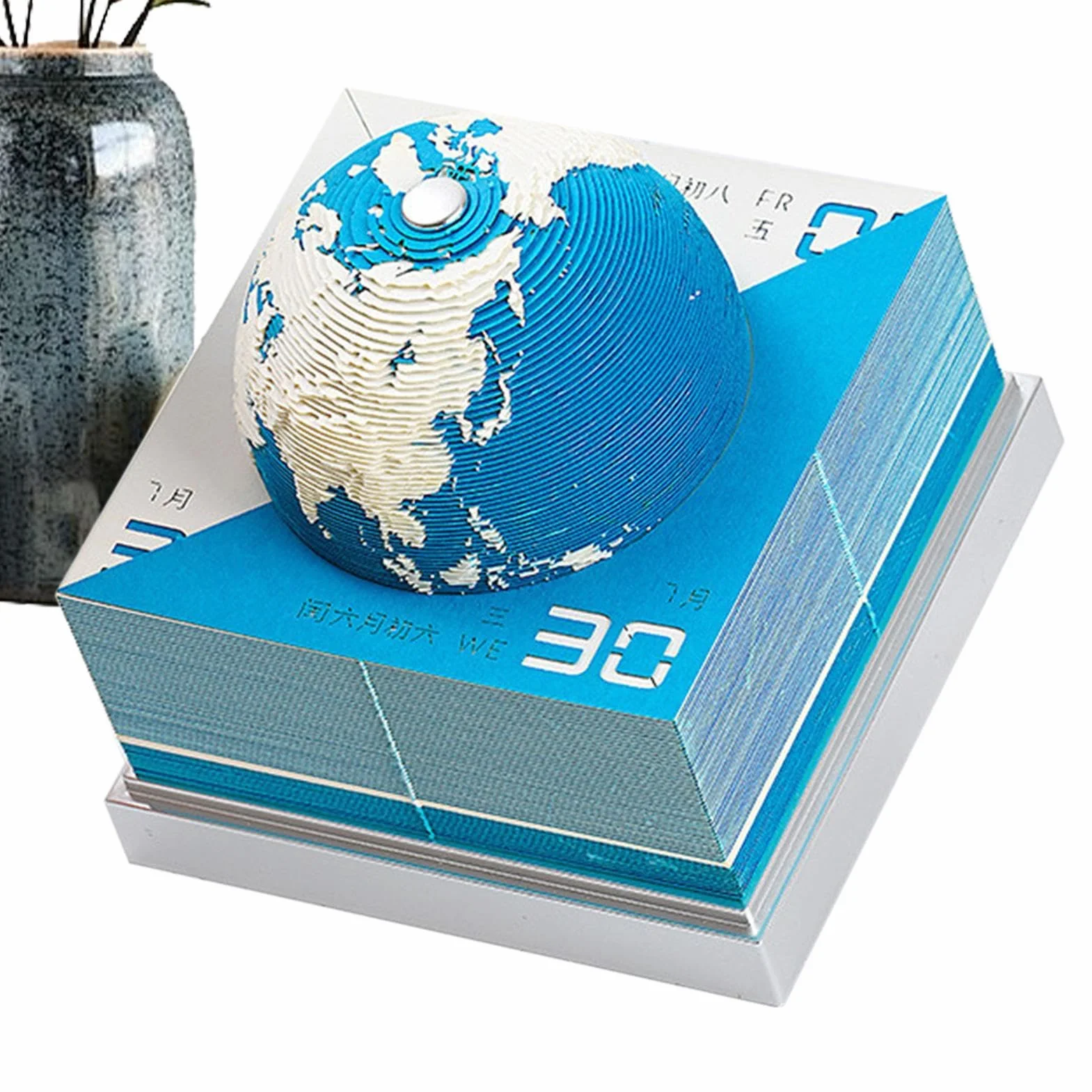 Calendario da ufficio 3D 2026,Decorazione da tavolo a forma di terra,Calendario d'arte in carta intagliata | Per la casa, la scuola, la sala riunioni tavolo da comodino, parrucchiere professionisti e