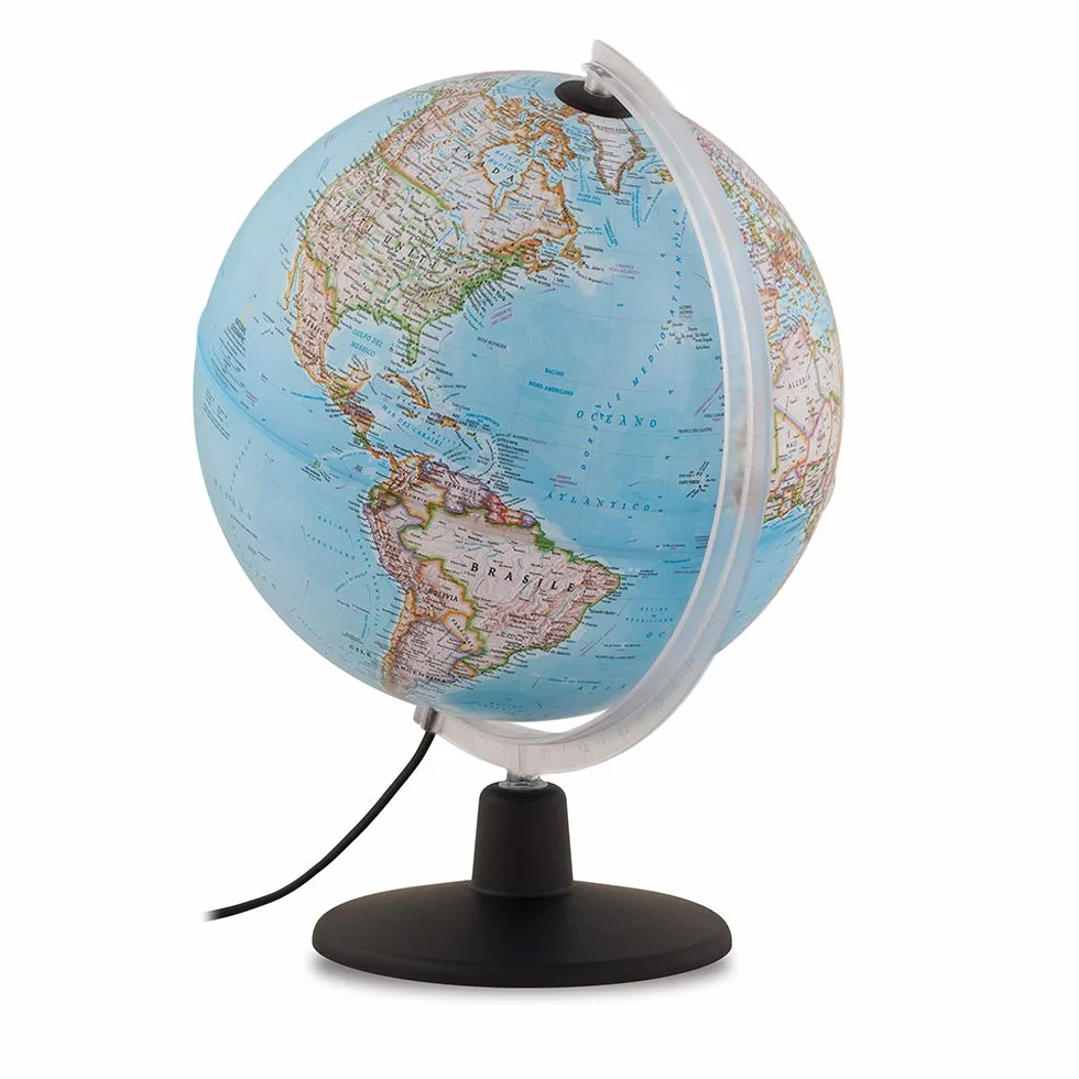 Tecnodidattica - Mappamondo NATGEO Classic | Cartografia Fisico-Politica ufficiale National Geographic Classic | Luminoso e girevole | Testi in Italiano | Diametro 30 cm