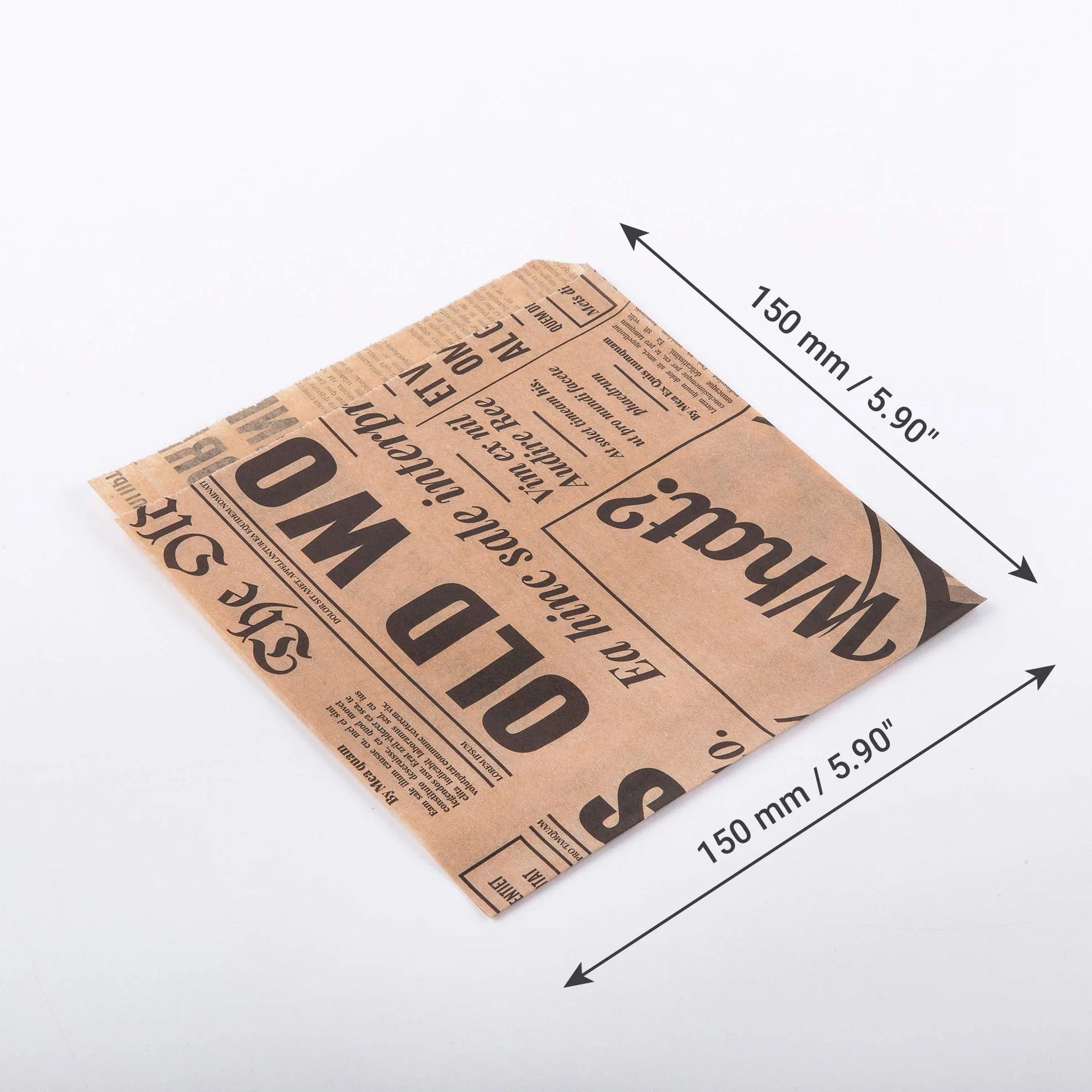 Oldnews Craft 150 x 150 mm Paper Sack Bags Contenitore per il pranzo cibo hamburger patatine fritte (400)