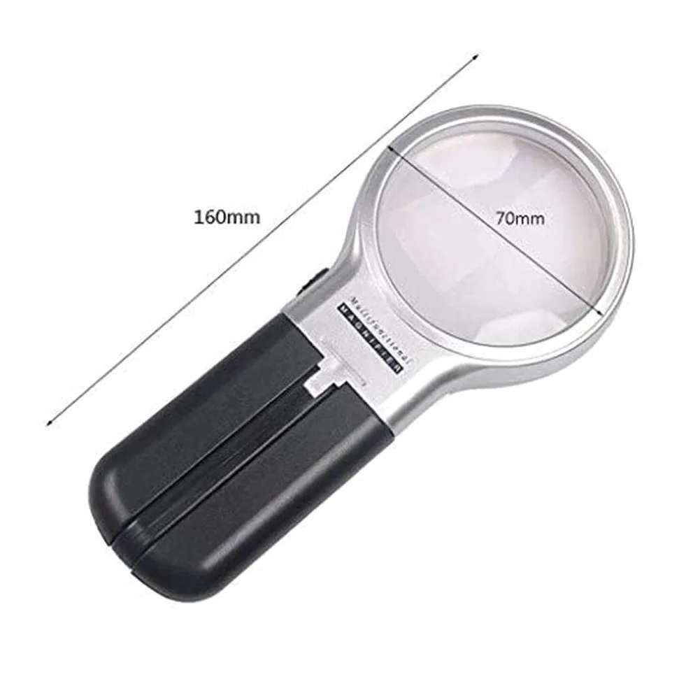 Lenti d'Ingrandimento Vetro Portatile Pieghevole, LED con Lampada per Anziani Lettura Studente Identificazione Multifunzione Portatile Lente di Vetro da Tavolo