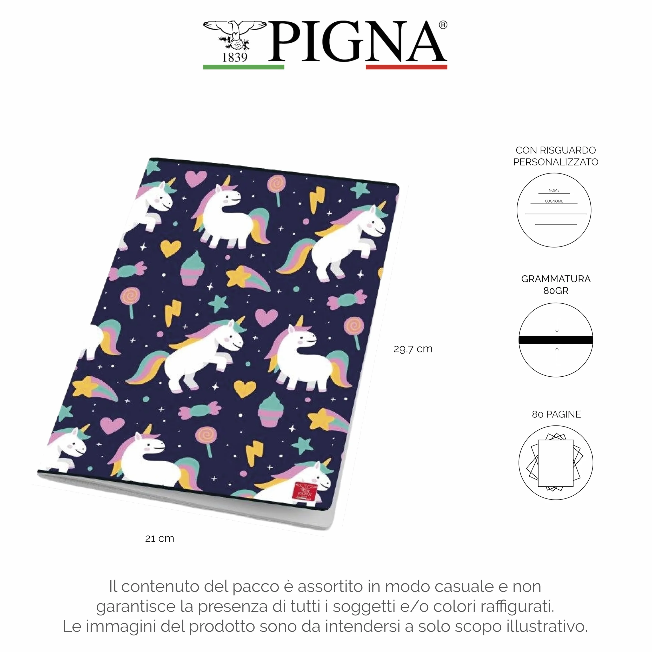 Pigna Maxi Quaderni A4 BIMBA 80 kartek 80g 5mm kwadraty