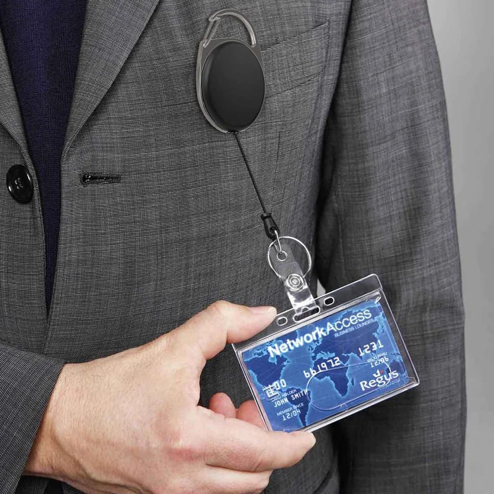 Vicloon Bobina per badge retrattile con clip, portachiavi resistente con bobina