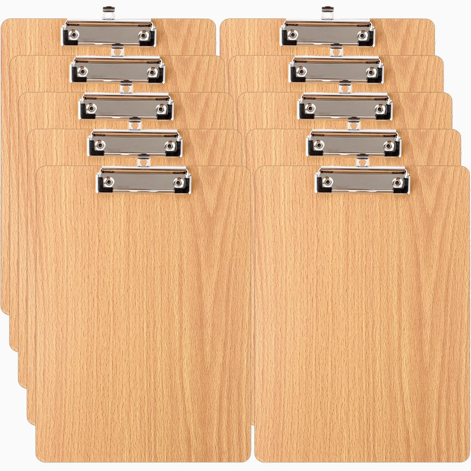 10 portablocco formato A4, in legno, 318 x 225 x 4 mm, in legno A4, con morsetto in metallo e gancio per appendere, formato A4, per ufficio, ristorante, scuola