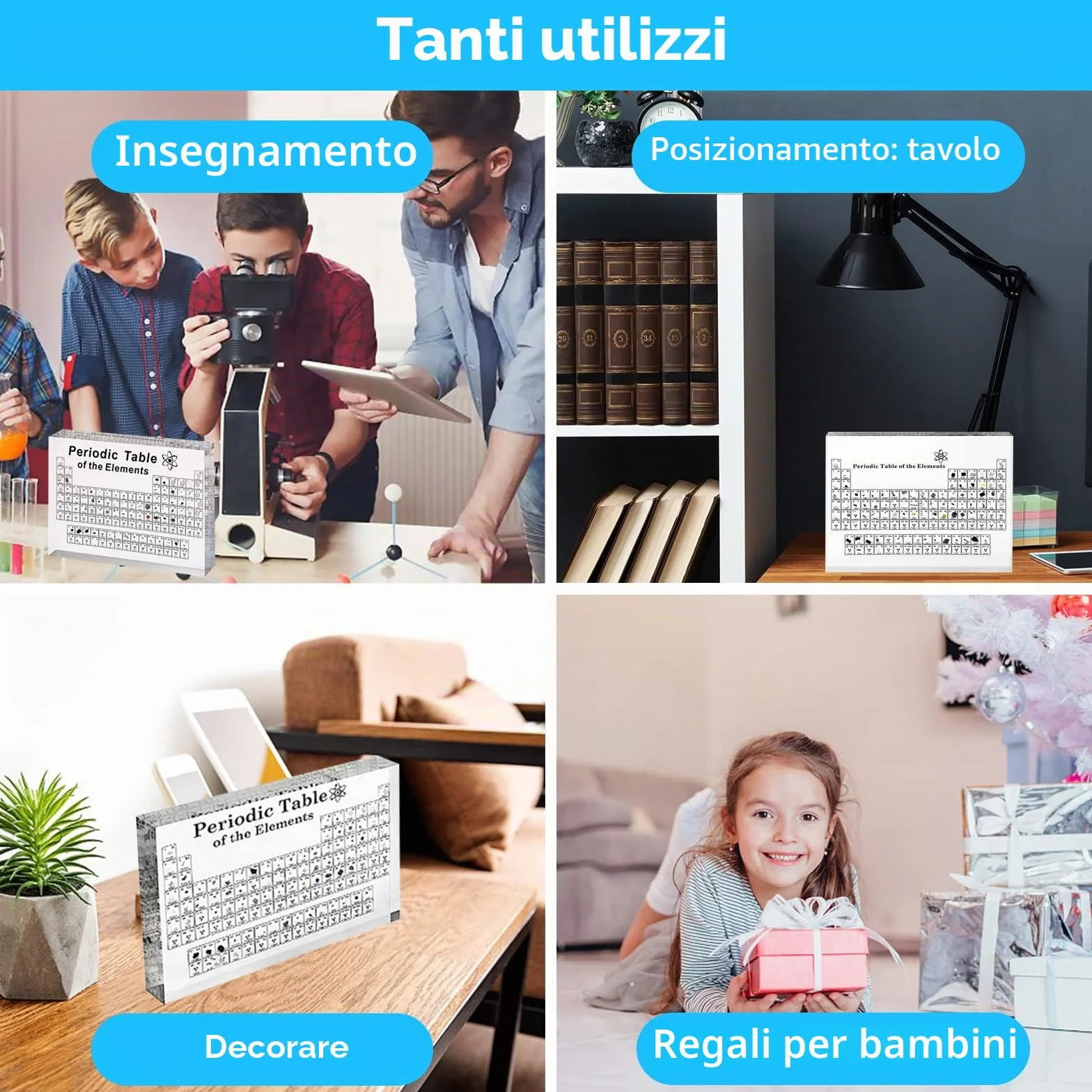 SnyBoo Tavola Periodica Con Elementi Reali - 83 Elementi in Acrilico - Regalo per Studenti e Chimici