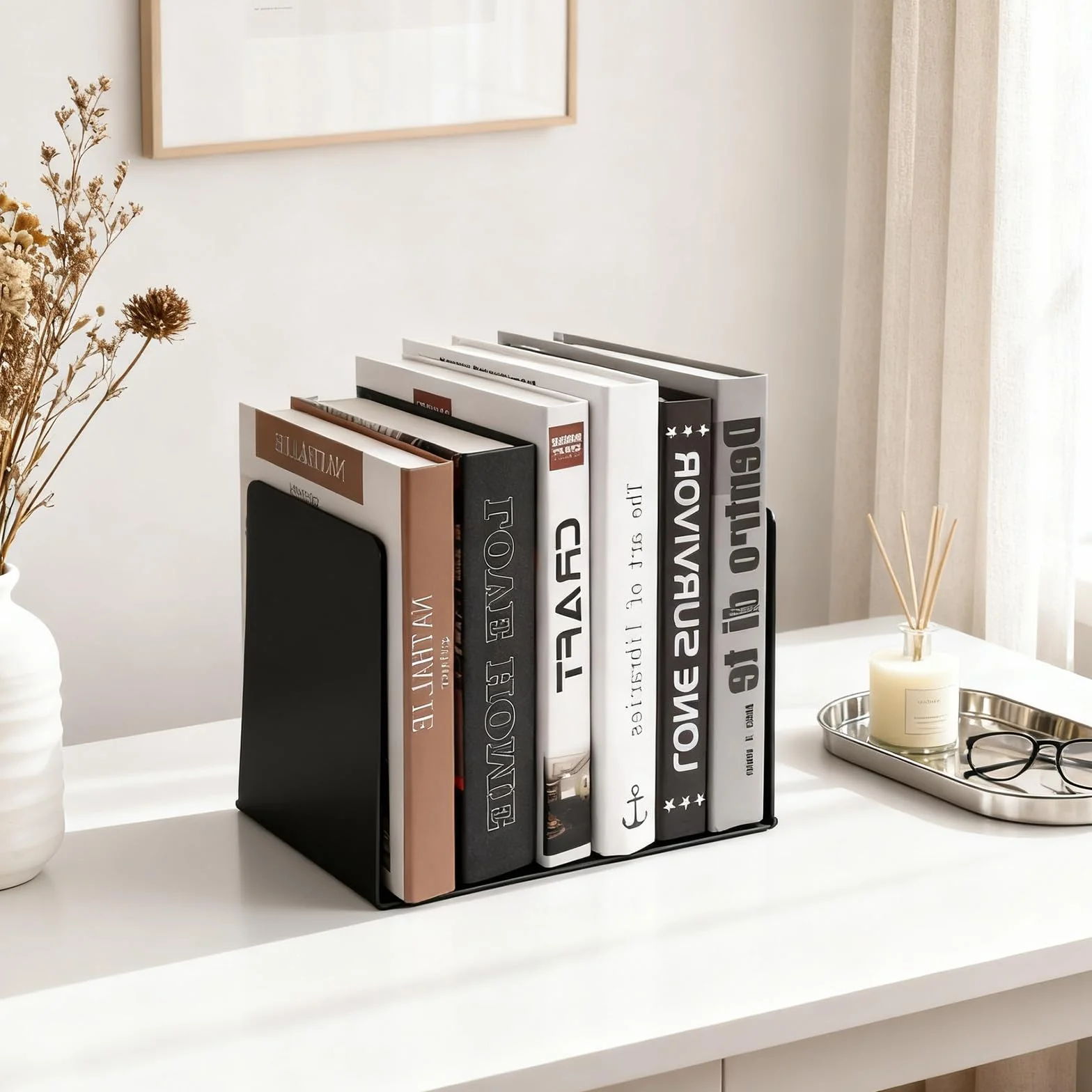 APACALI 20 fermalibri nero, 17 x 12 x 11,8 cm, fermalibri per scaffali, resistenti per contenere libri, libri pesanti, casa, ufficio