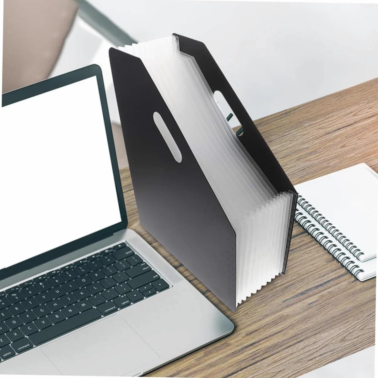 Organizzatore Documenti a Fisarmonica in Plastica Nero 2 Pezzi | Porta Documenti Verticale, Cartelline Ufficio, per Desktop e Trasporto