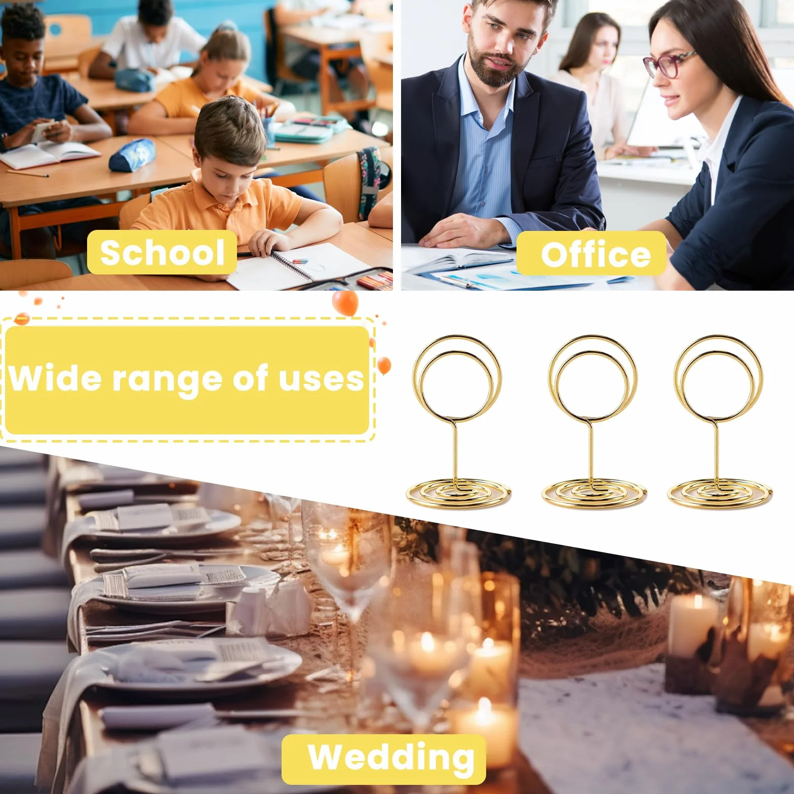 Supporto Segnaposto Tavolo Oro 24 Pezzi, Porta Memo Clip per Matrimoni Carte Biglietti da Visita