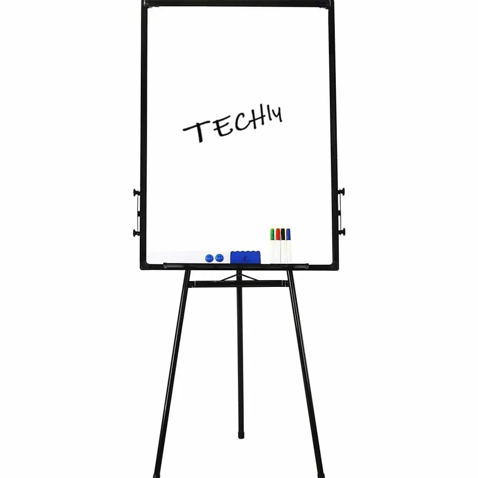 Techly 100754 Lavagna Magnetica Flipchart Fogli Mobili 60x90 cm Altezza Regolabile