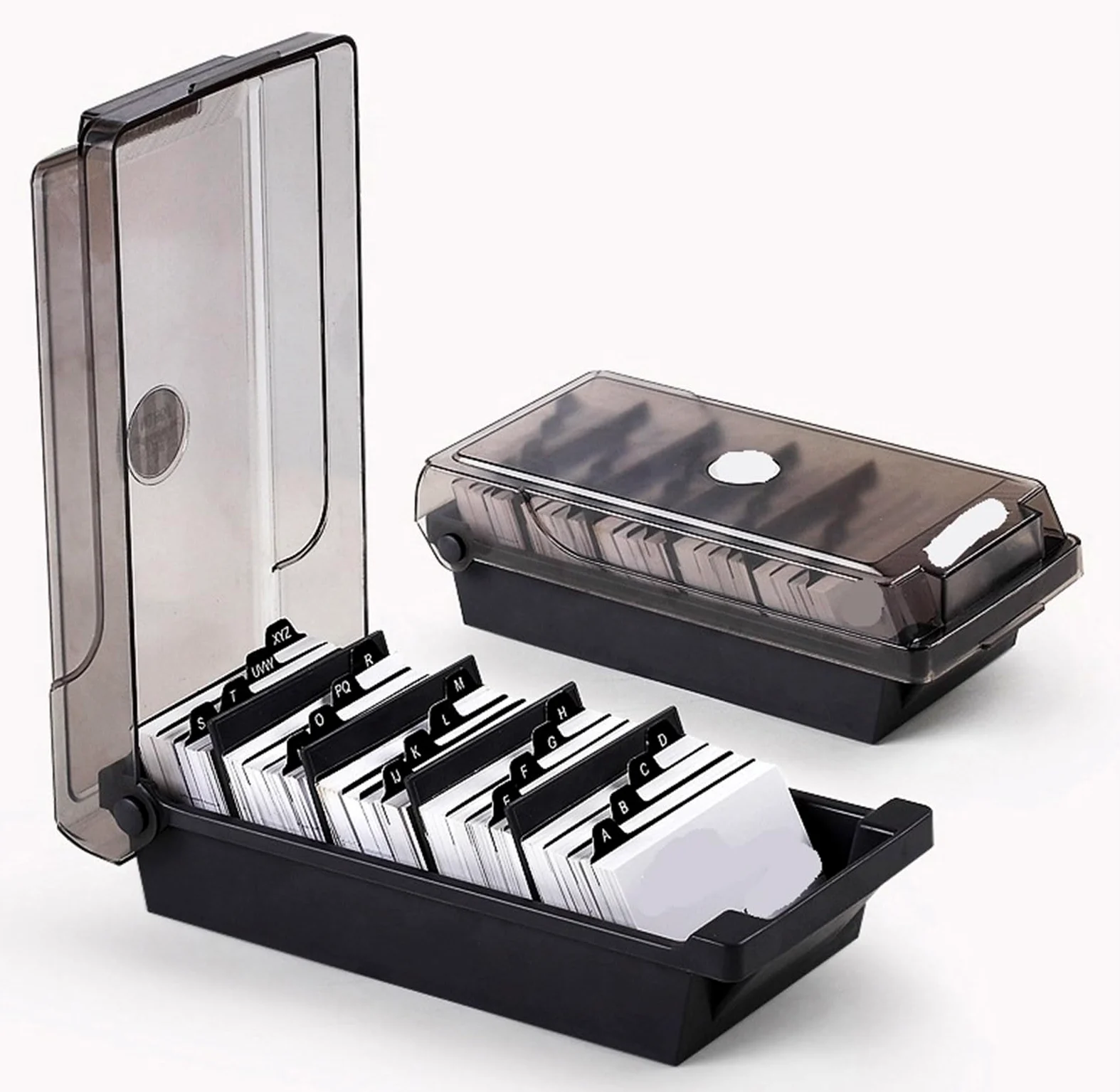 Porta Biglietti da Visita Porta Biglietti da Visita per espositore da Tavolo per Biglietti da Visita Organizzatore per Biglietti da Visita (Grigio 24x12x7,5 cm)