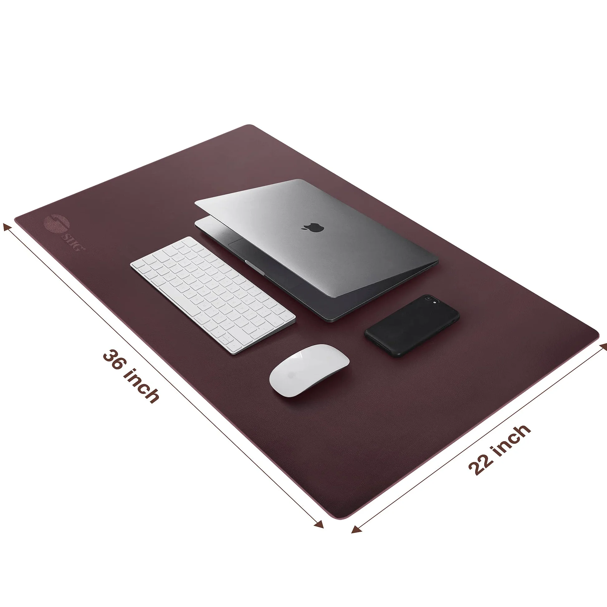 Siig artificiale in pelle liscia sottomano sottomano Protecter – 91,4 x 55,9 cm sottomano con antiscivolo, Protezione impermeabile per ufficio e casa – marrone