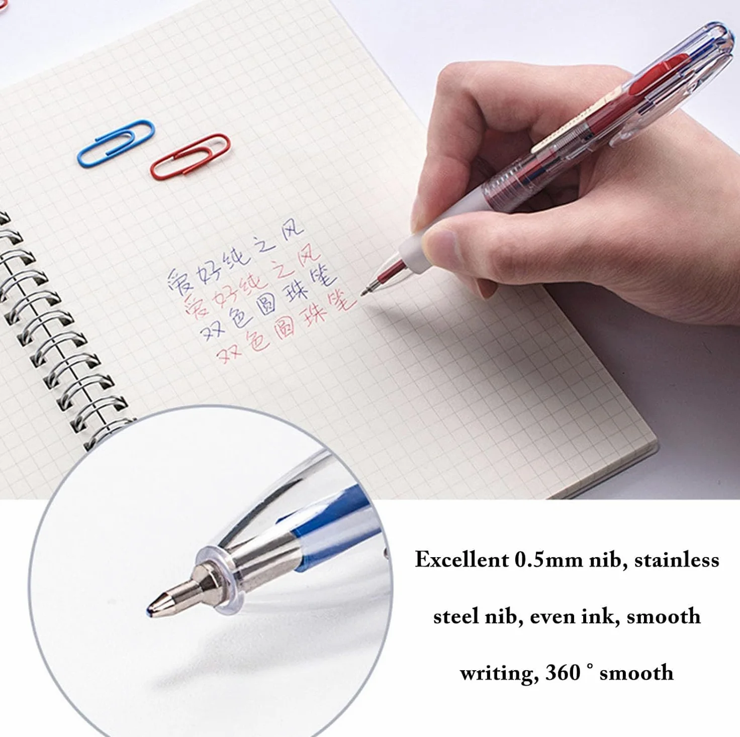 penna a sfera, Penna a sfera, penna gel a retrattile a con inchiostro a bicolore rosso e blu 0,5 mm(24pcs)