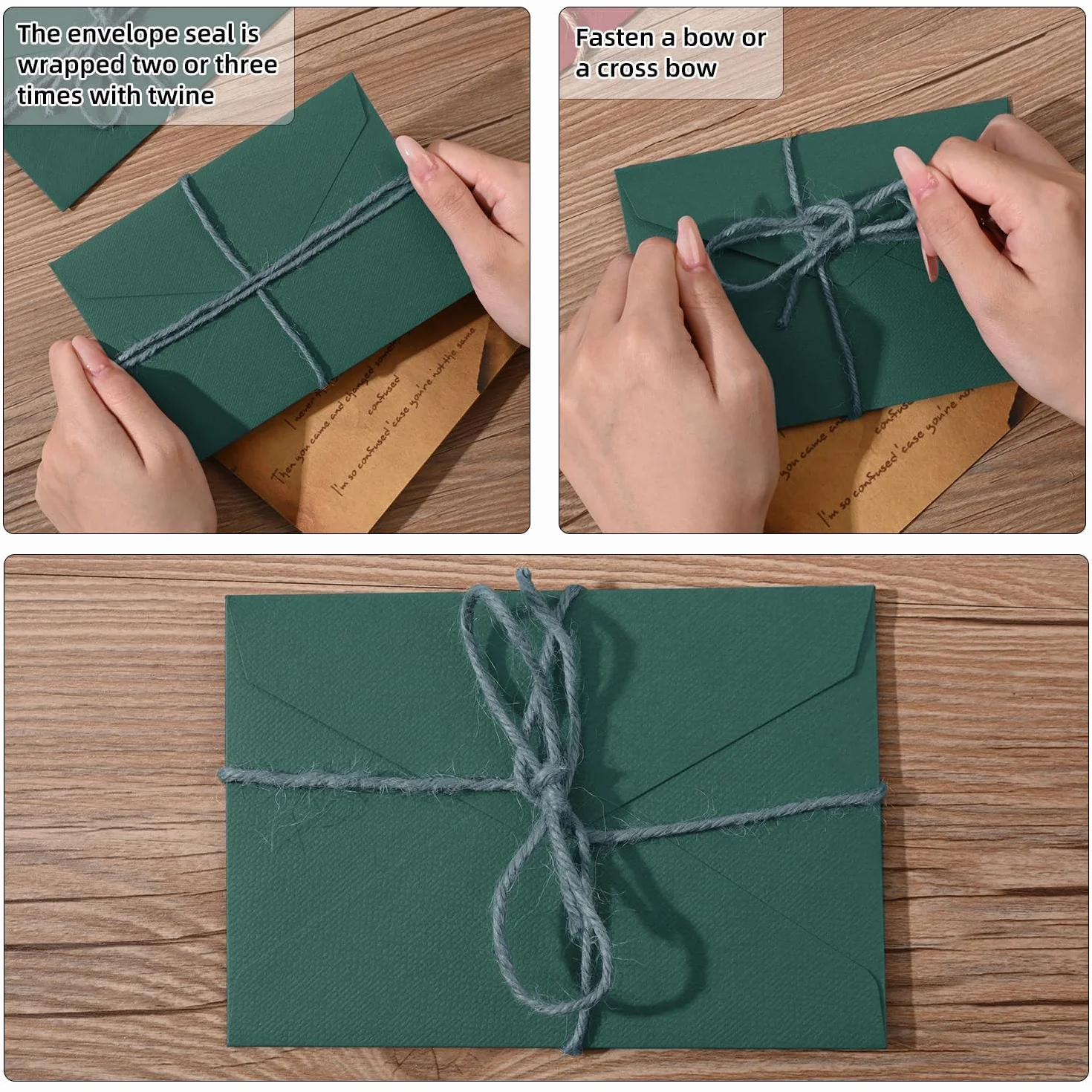 Set Vintage Carta da Lettere con Buste, 12 Buste Lino, 12 Adesivi Sigilli Cera, 24 Carte Kraft per Matrimonio
