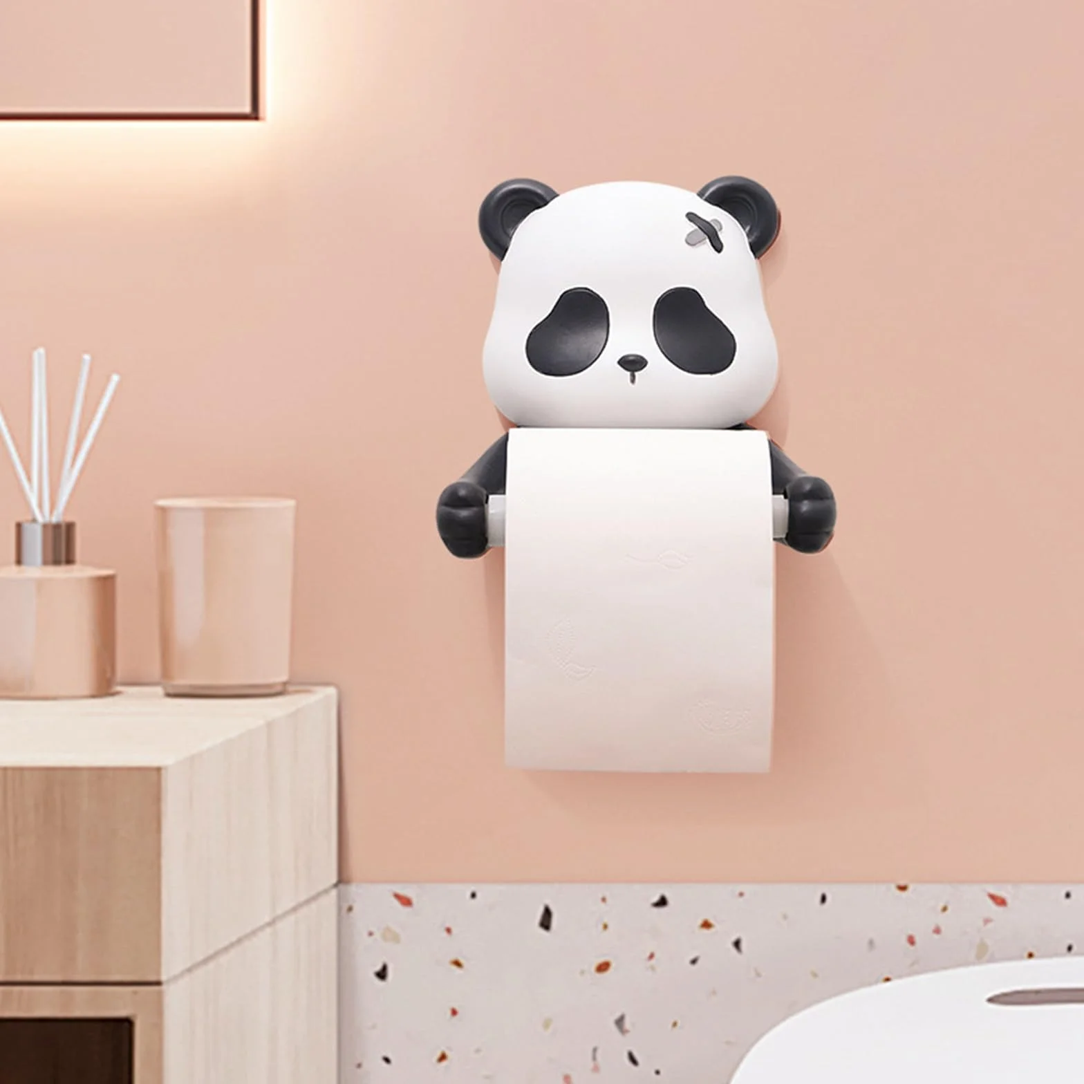 Panda Portarotolo Carta igienica Da Parete Non Forare Necessario Carta igienica Portarotolo Per Bambini Decorazione Bagno