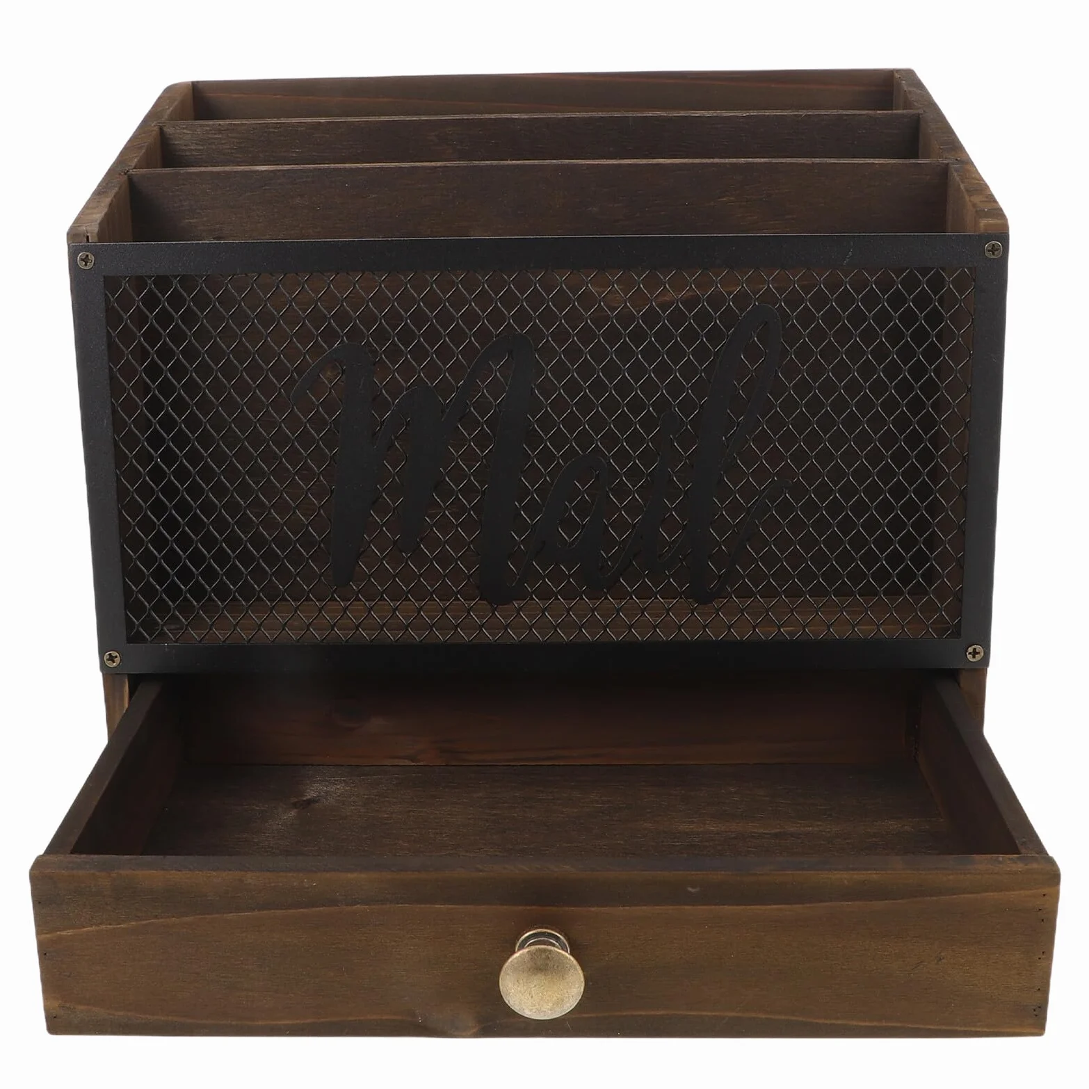 Alipis Portacartelle in Legno da Scrivania con Cassetto Raccoglitore per Posta e Documenti da Tavolo in Legno Vintage Organizer per Ufficio con 3 Scomparti per Ordinare Lettere e File