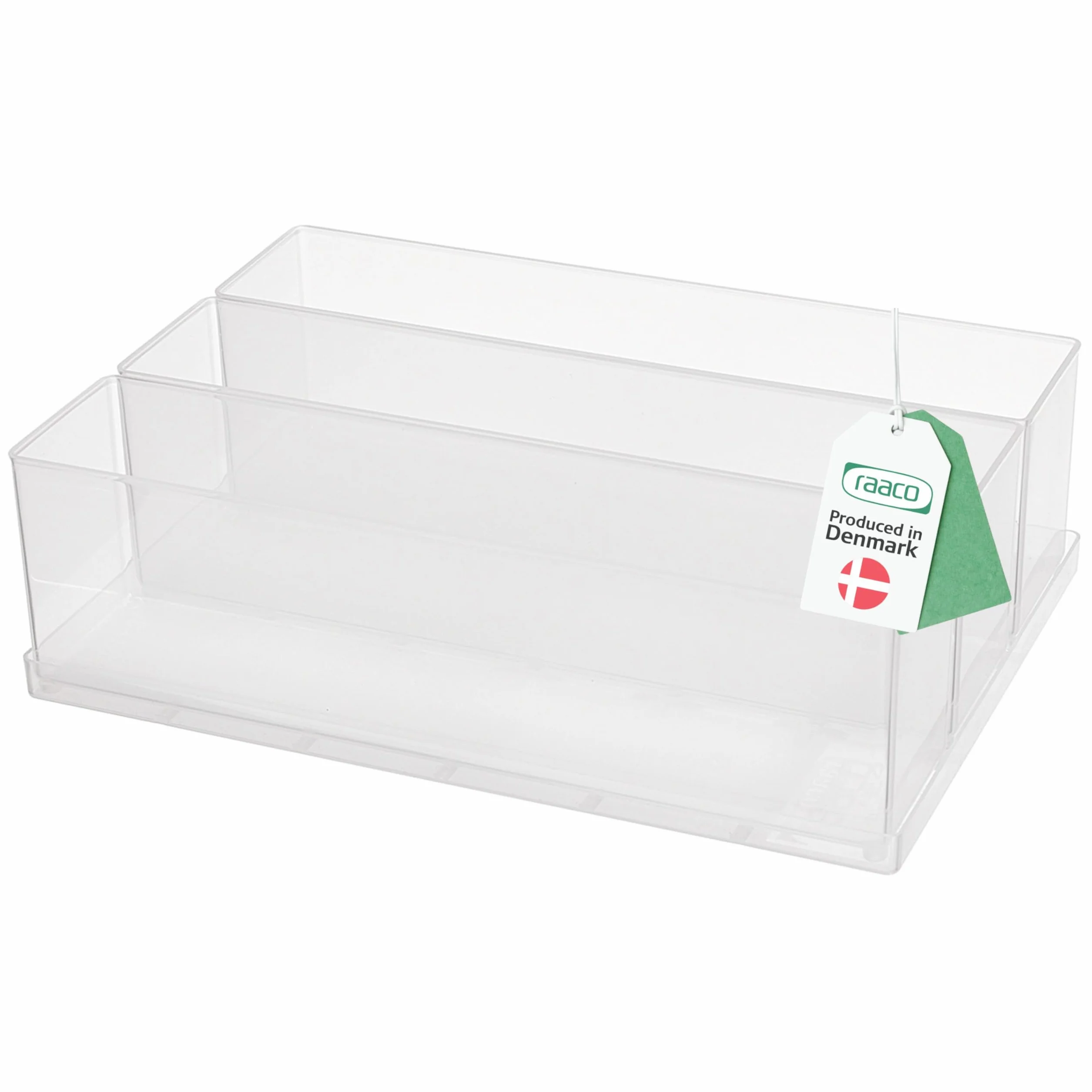 raaco Scatola portaoggetti 80 3xBA8-3, vassoio con 3 inserti, trasparente, 16,8 x 23,8 x 6,9 cm