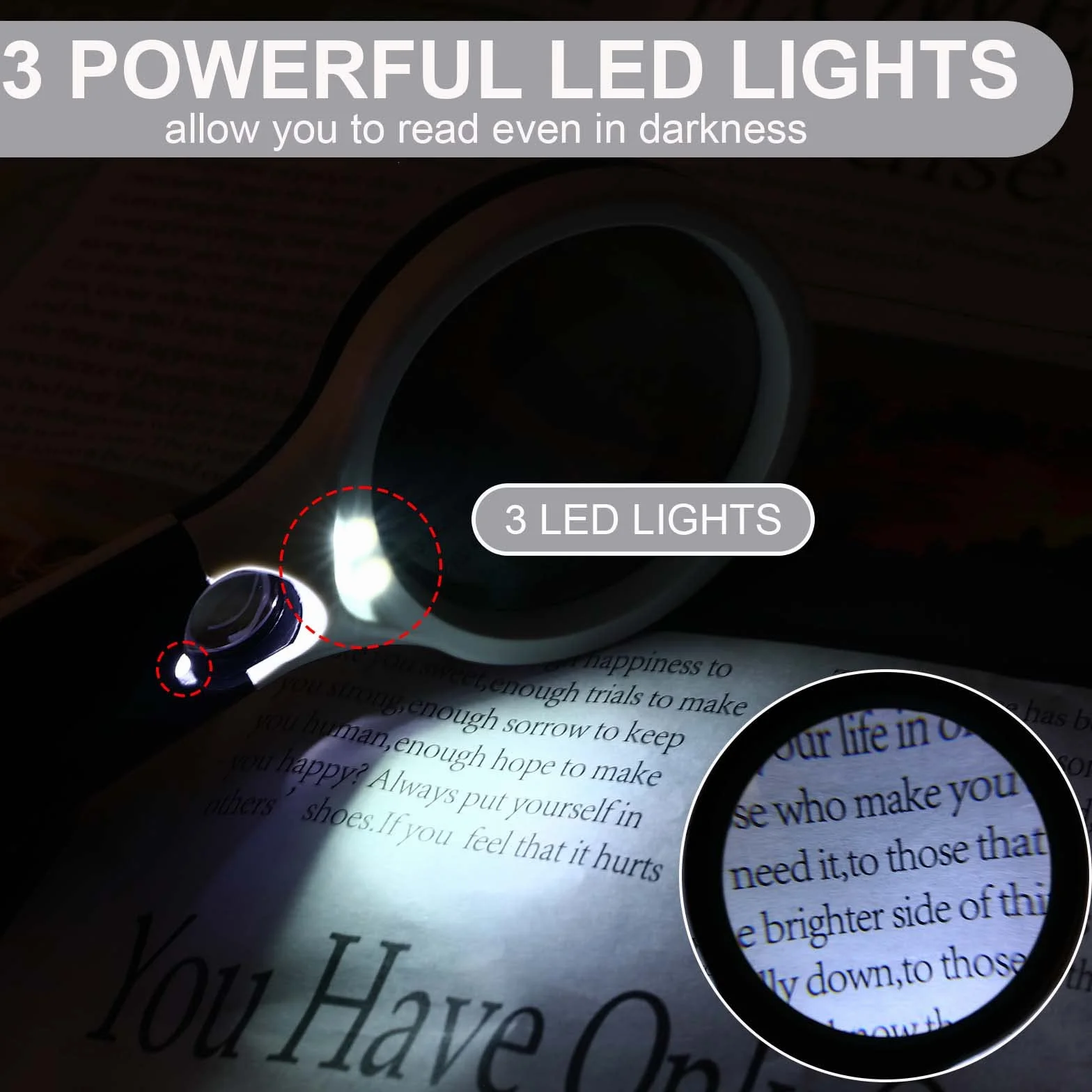 Lente d'Ingrandimento 10X 30X con Luce 3 LED per Lettura, Osservazione e Gioielli